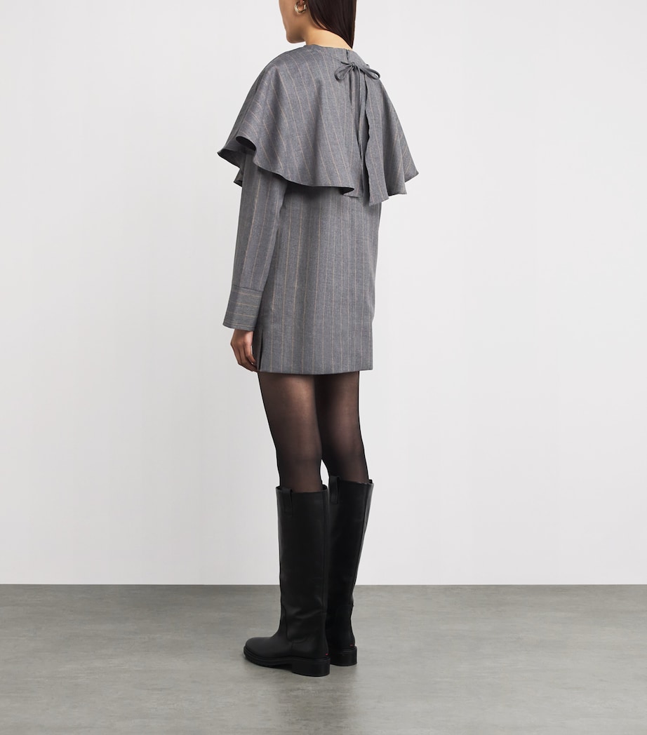 Detachable-Collar Stripe Mini Dress 205 PEWTER Image 3