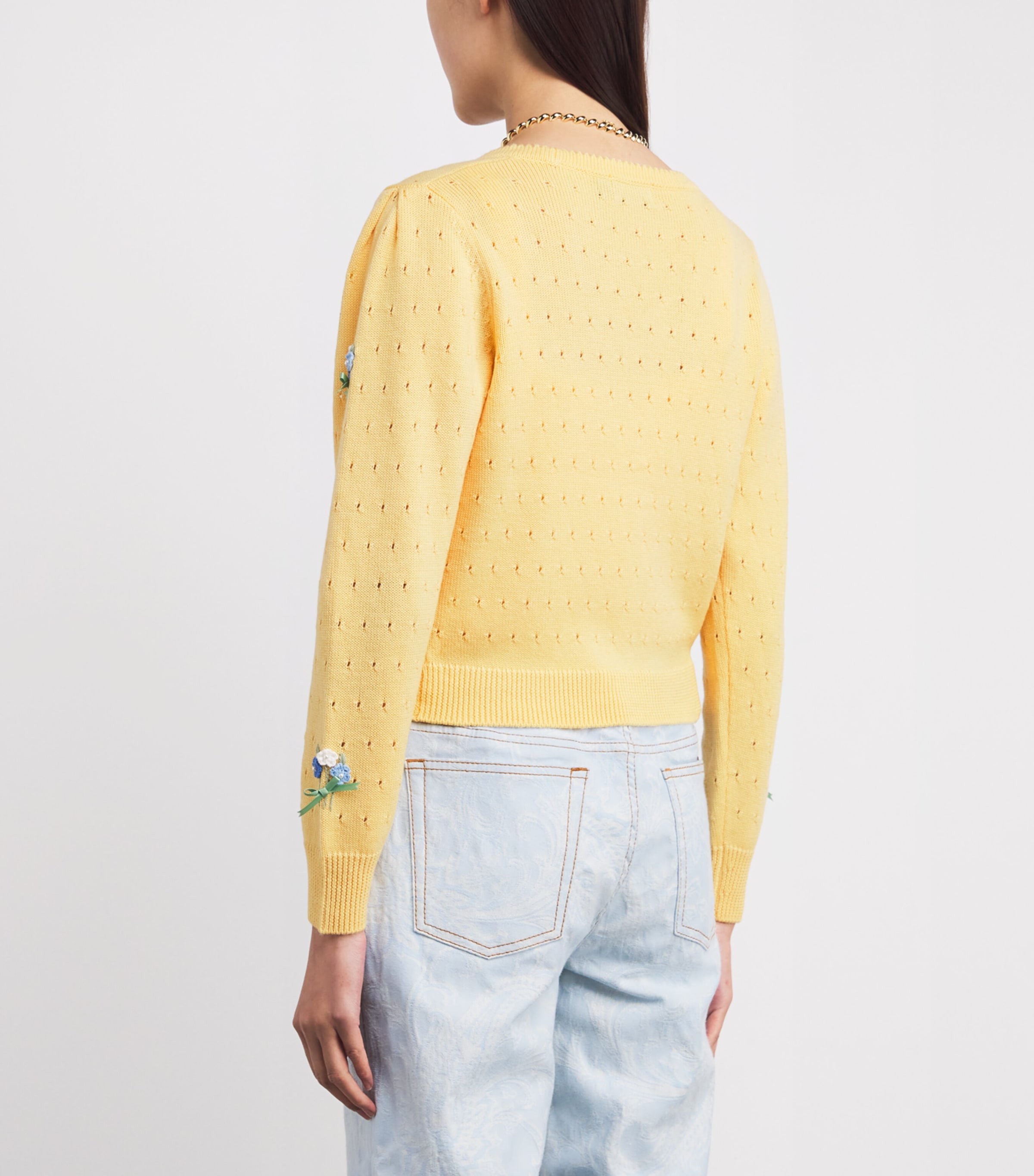 Merino Wool Embroidered Merinda Cardigan FLORET EMB YELLOW Image 4