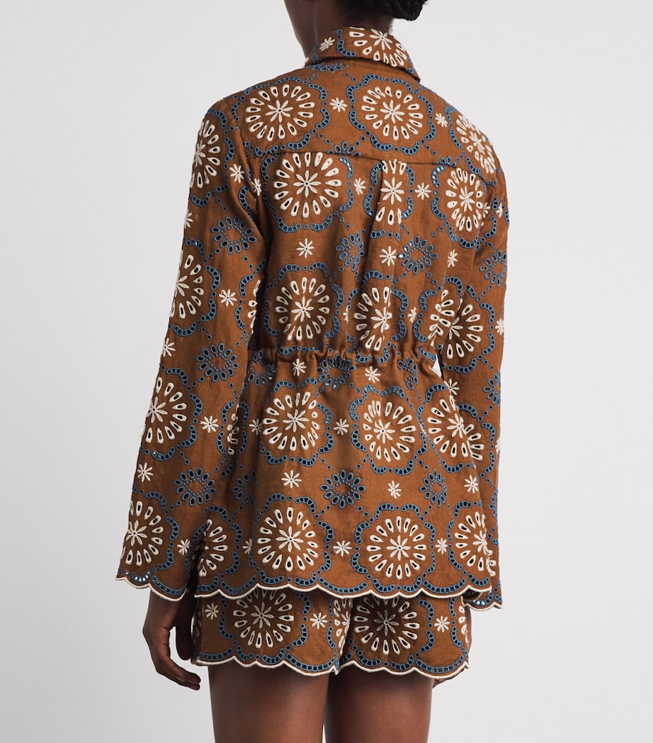 Veronica Beard Womens Linen Kiki Shacket Ochre Mlti Image 5