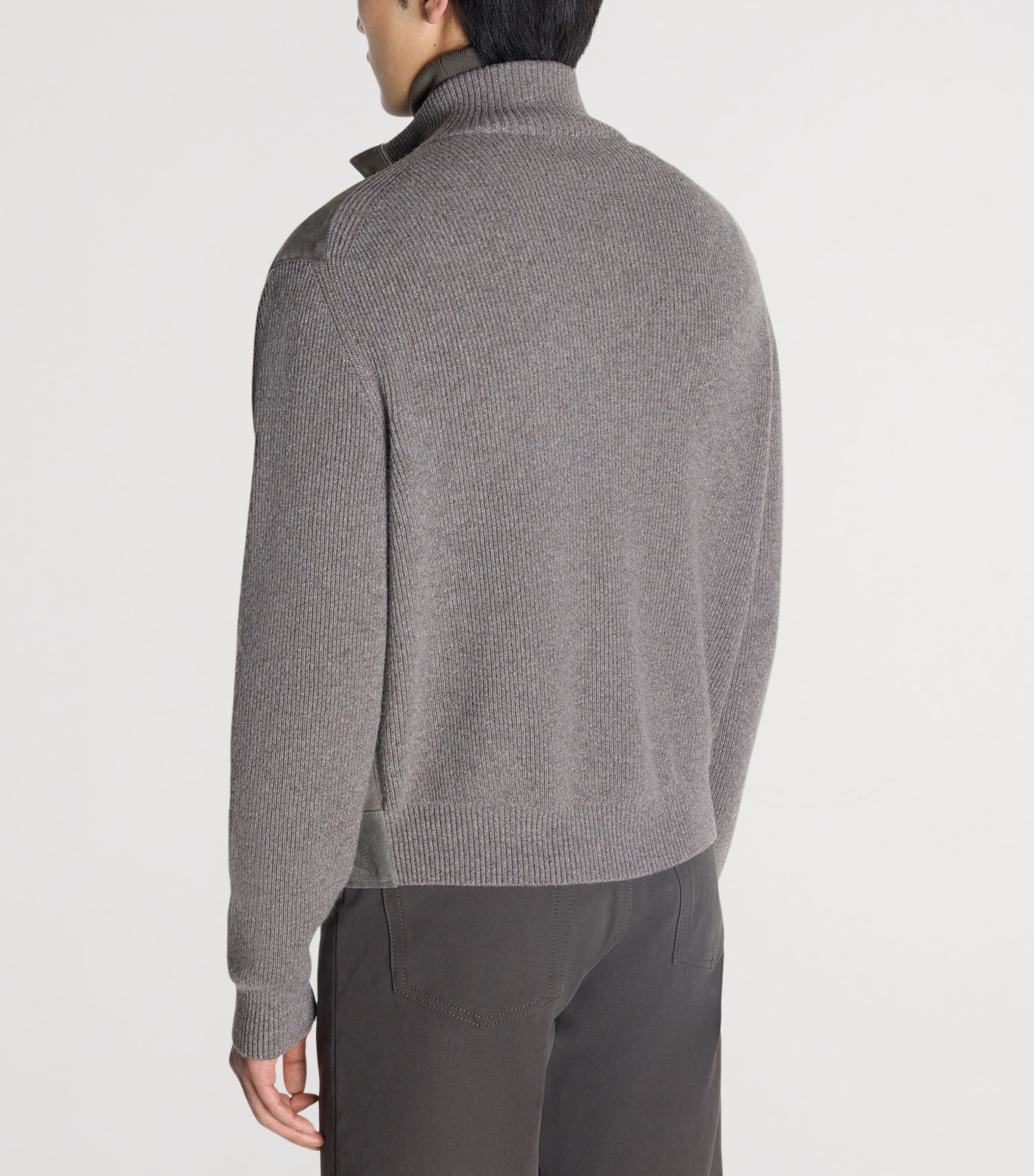 Dunhill Mens Suede-Cashmere Bomber Jacket Image 4