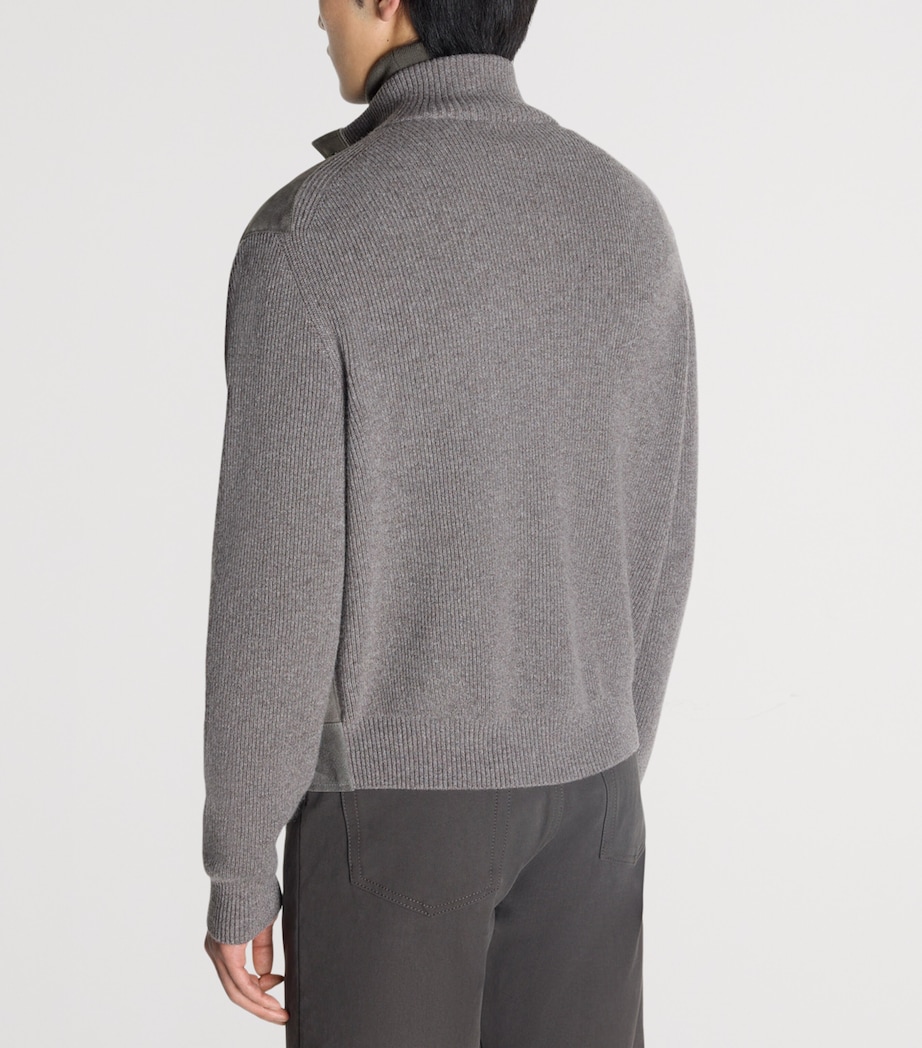 Dunhill Mens Suede-Cashmere Bomber Jacket Image 4