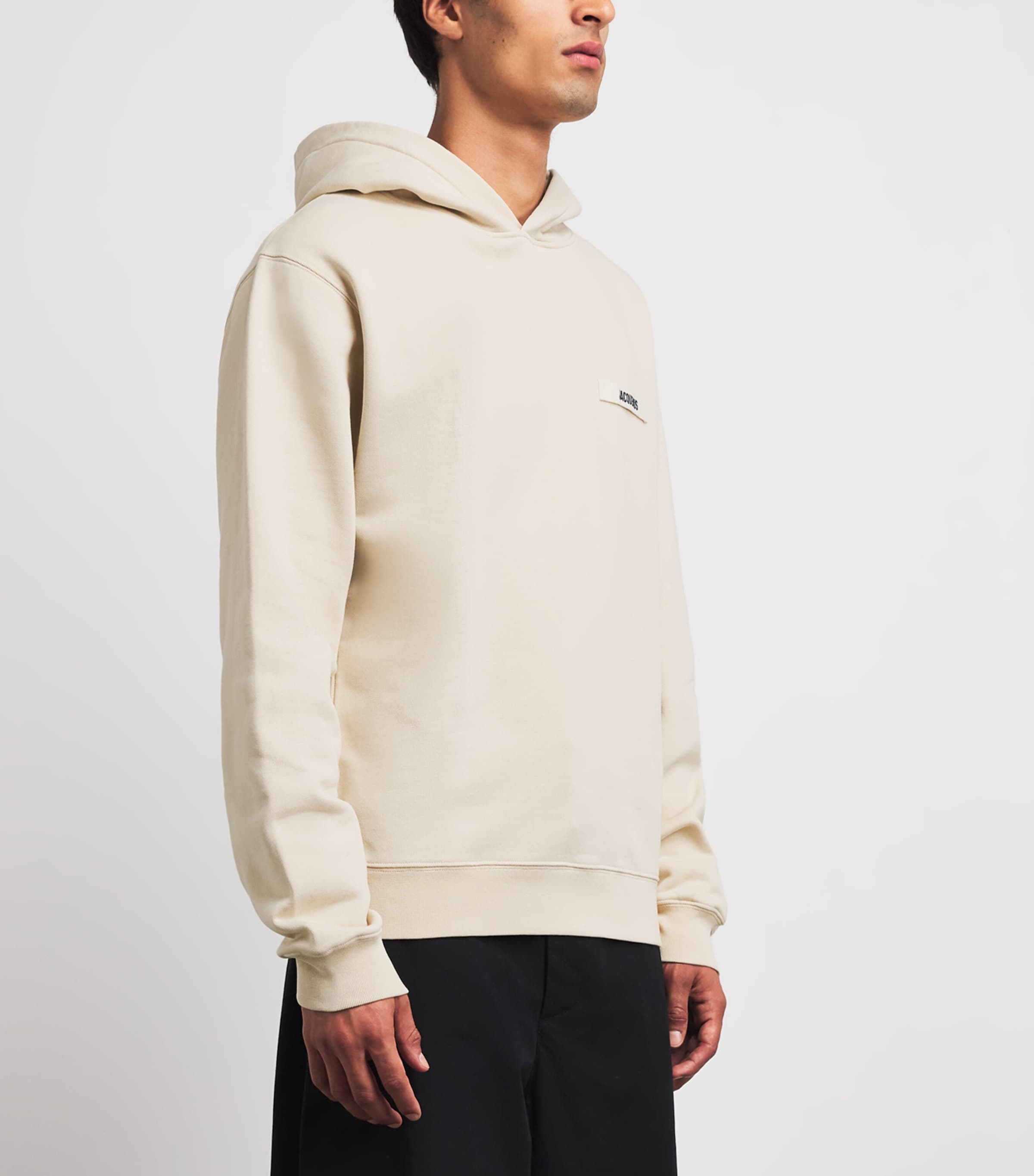 Jacquemus Mens Grosgrain Logo Hoodie Beige Image 4