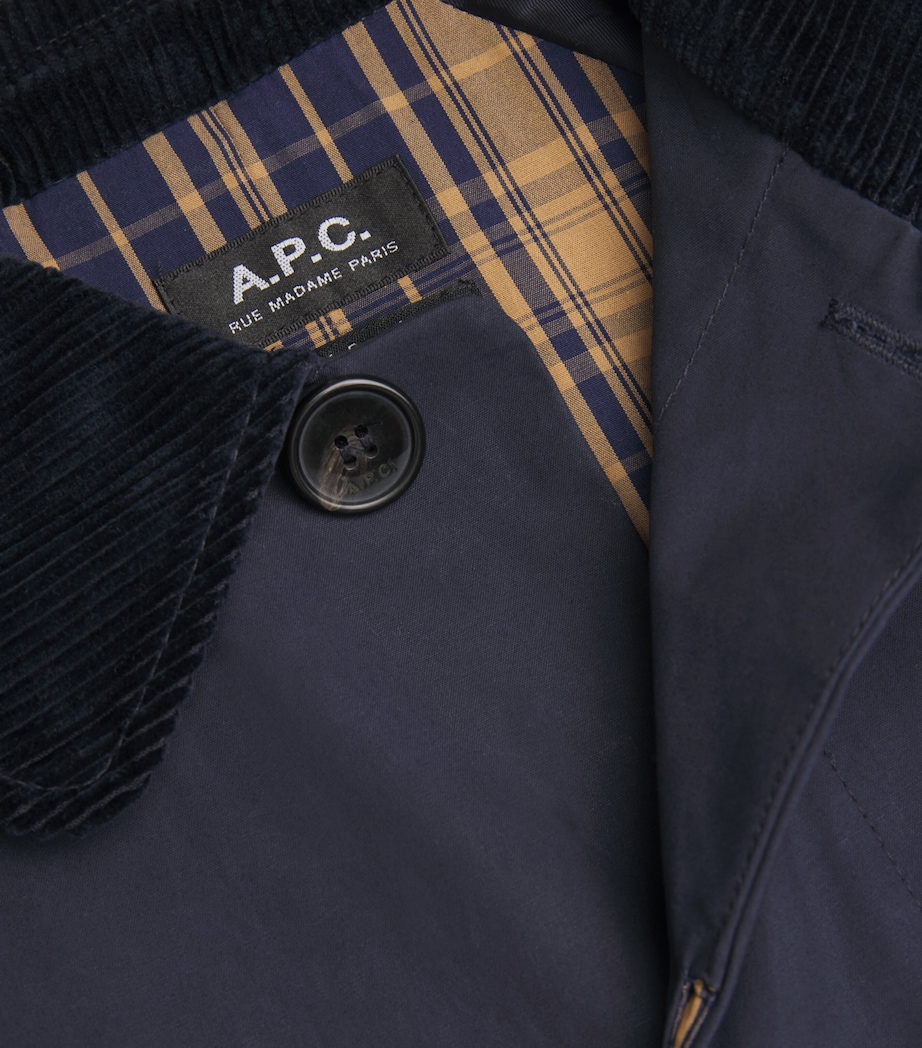 Cotton Tartan Lining Overcoat IAK DARK NAVY Image 5