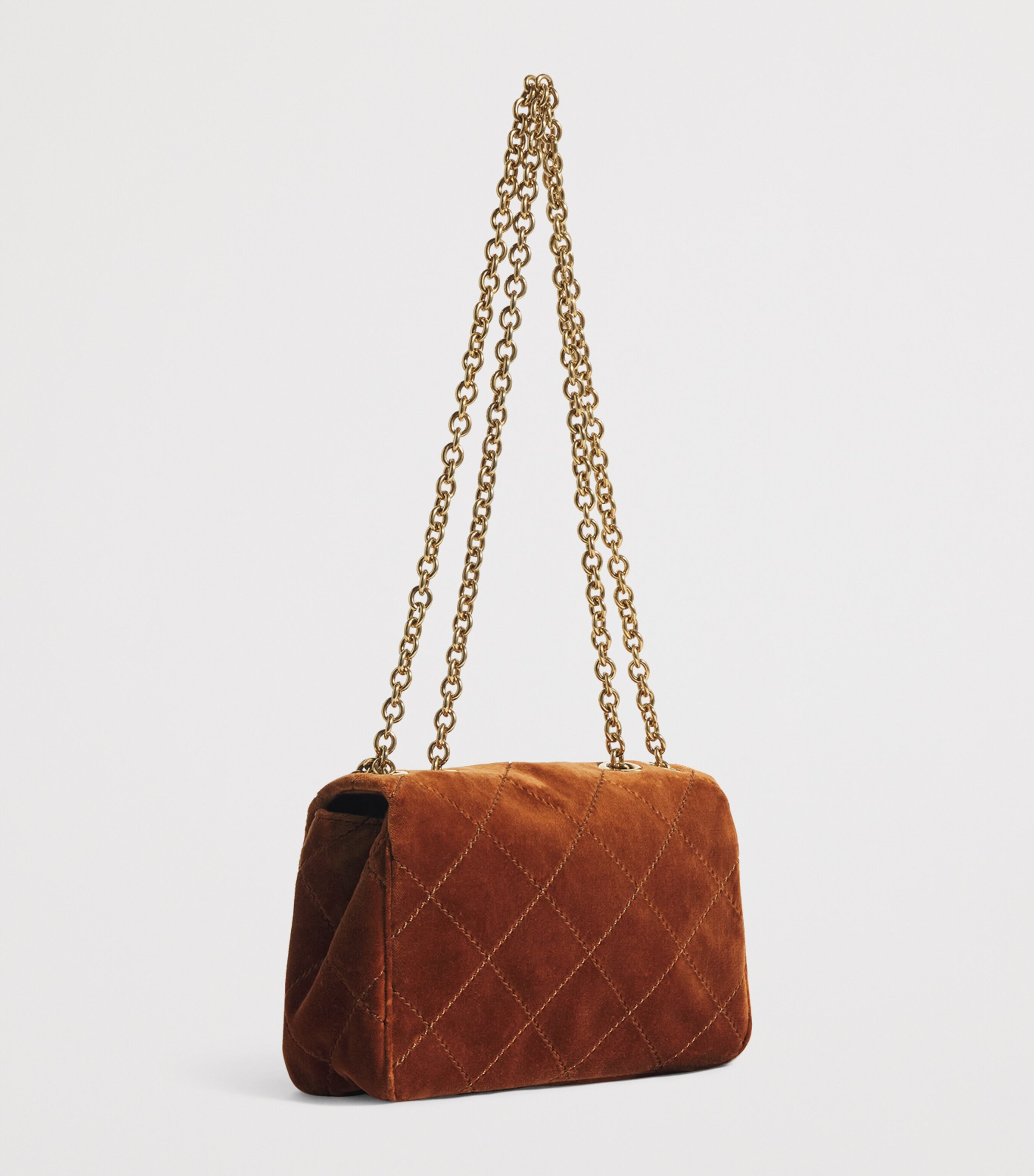 Chloé Small Velvet Heritage Shoulder Bag Clay Brown Image 3