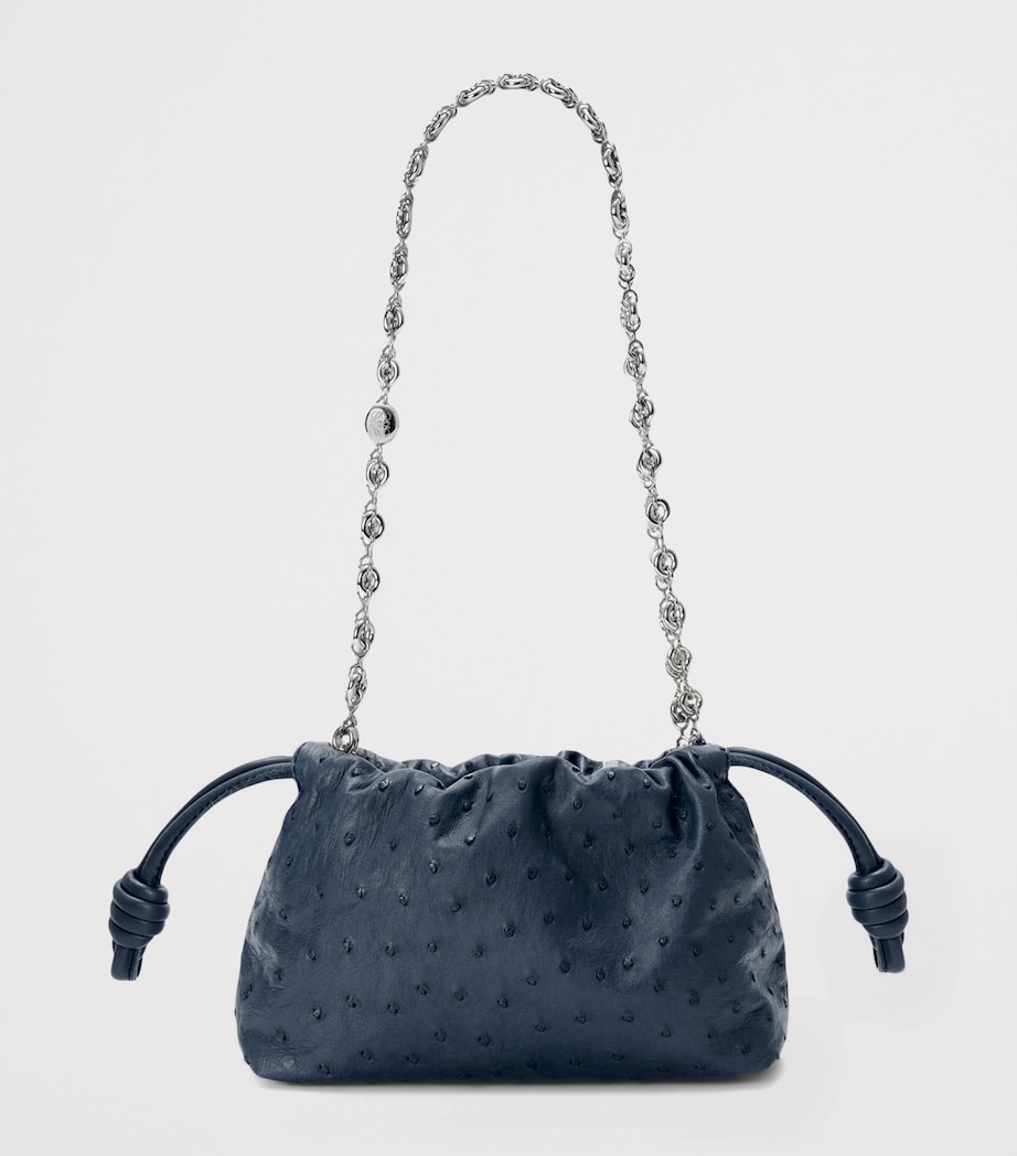 LOEWE Mini Ostrich Leather Flamenco Purse Deep Navy Image 3