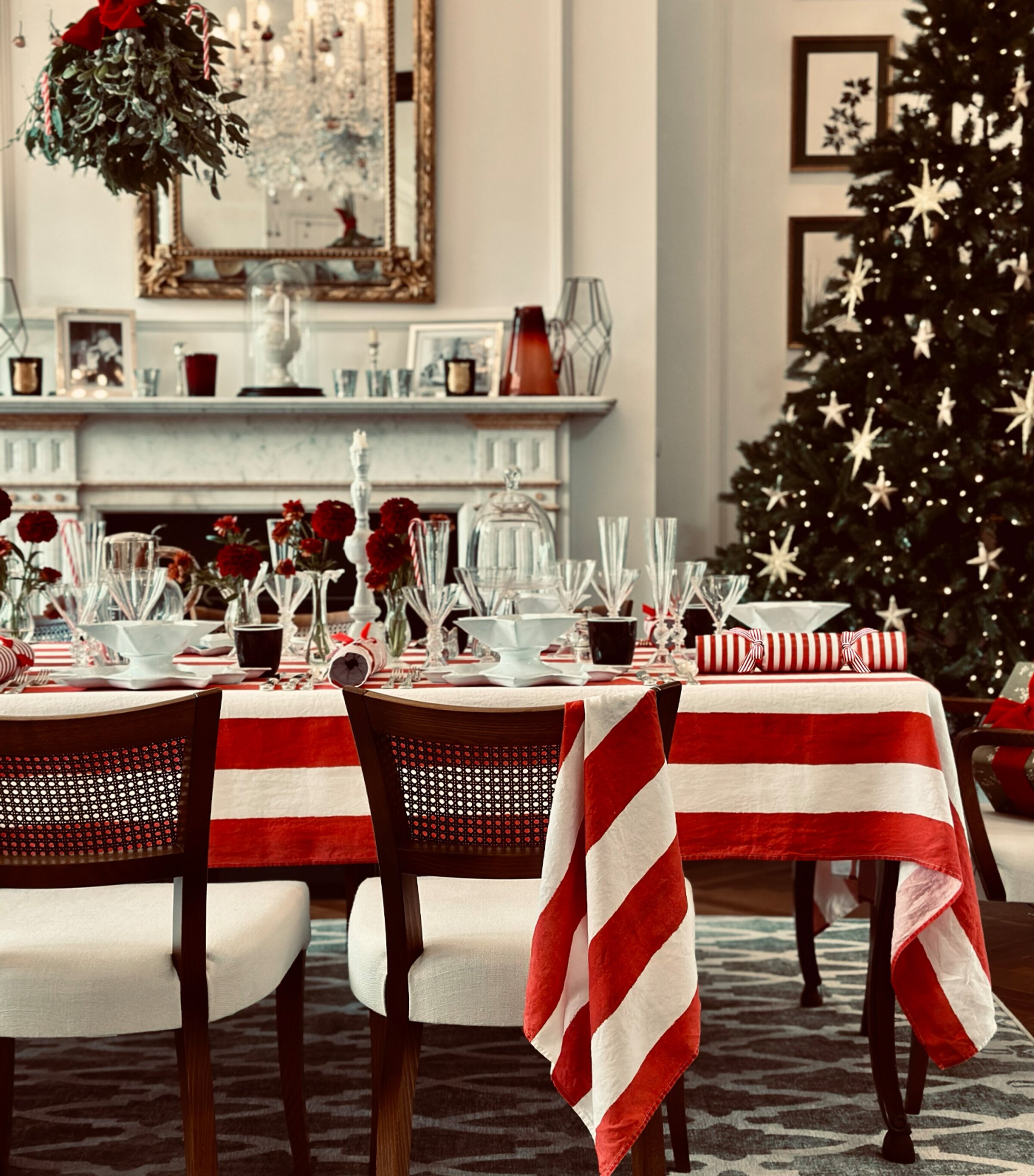 Linen Stripe Napkin (50cm x 50cm) RED Image 5