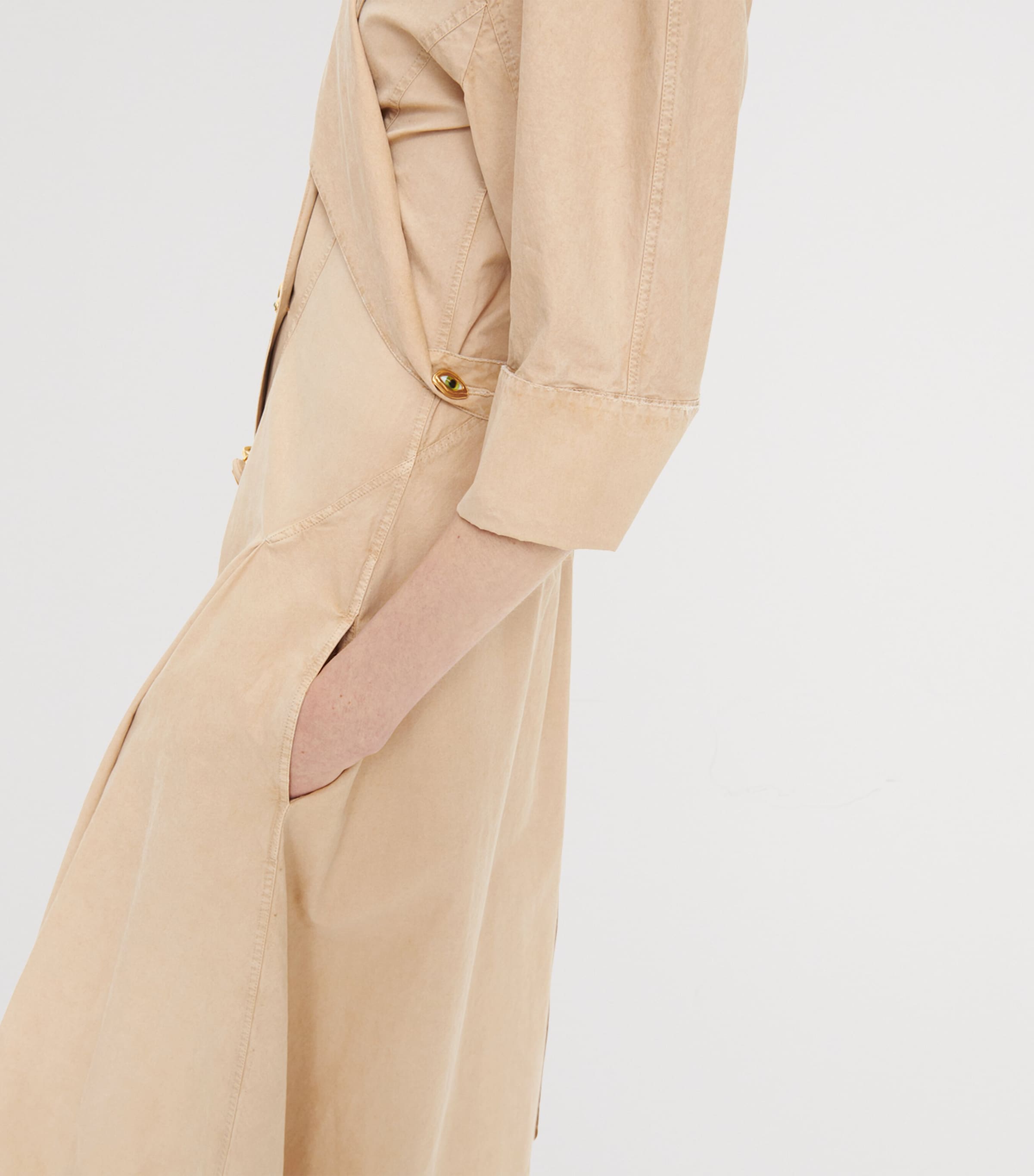 Schiaparelli Womens Crossover Collar Midi Dress Camel Image 4