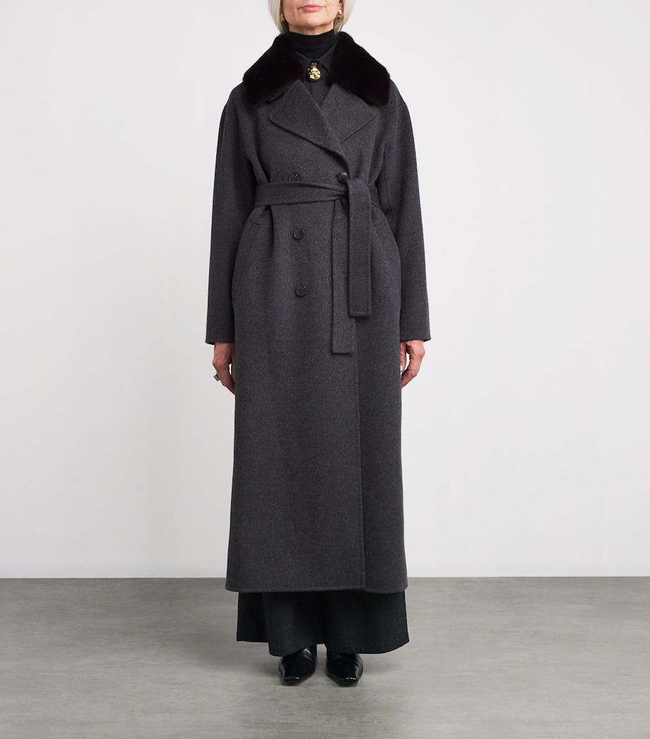 Mink Fur-Trim Collar Coat A9124 Image 3