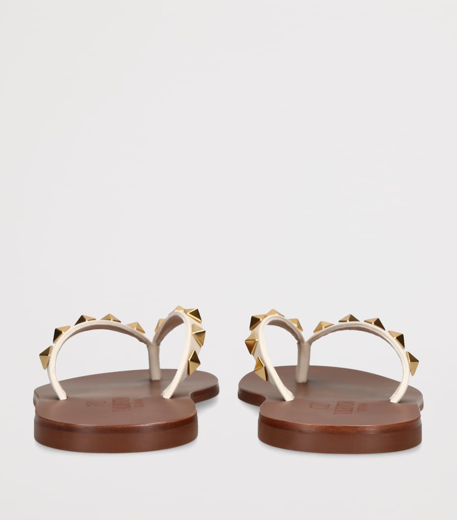 Valentino Garavani Leather Rockstud Flip Flops White/oth Image 2