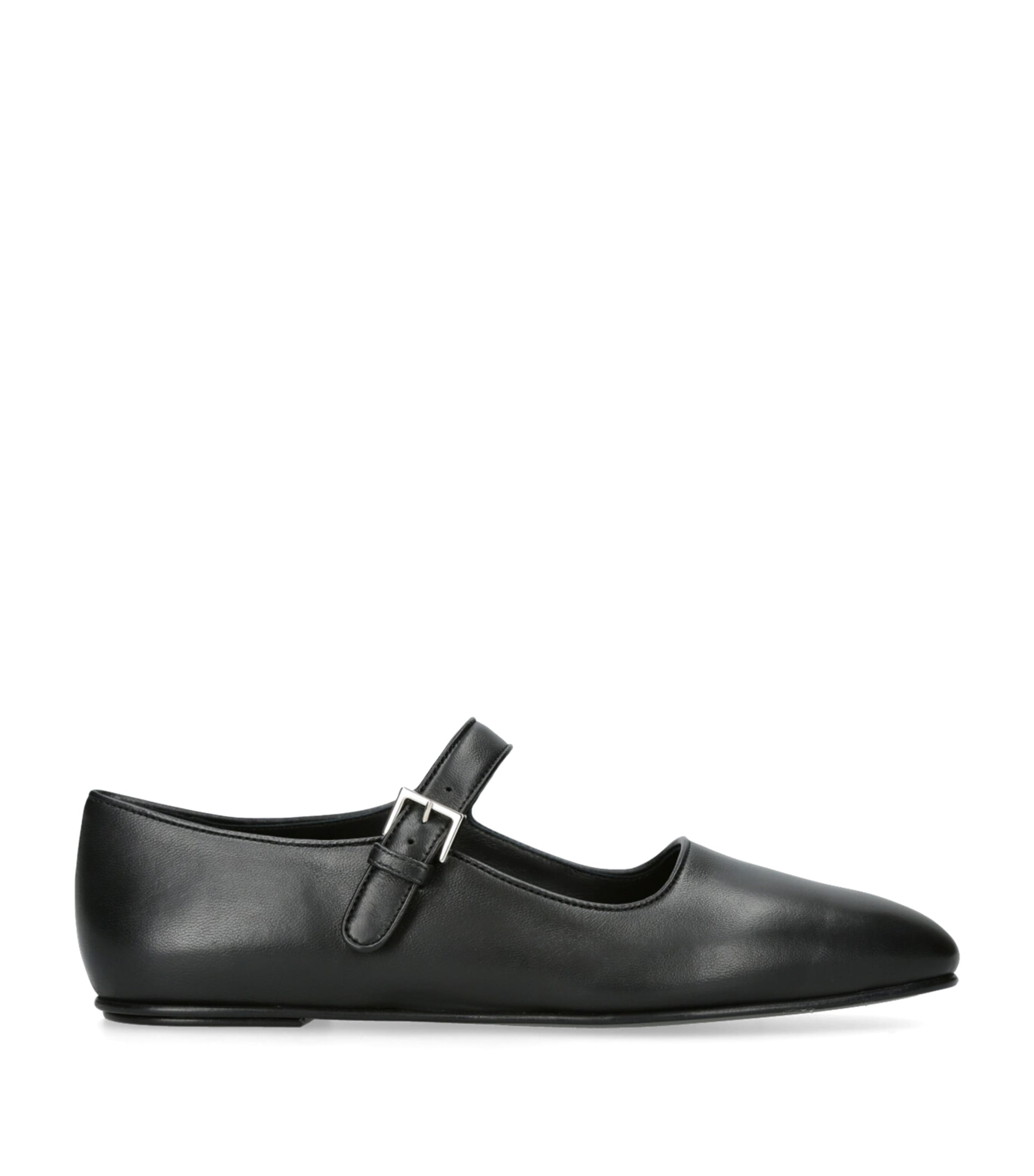 The Row Boheme Leather Mary Jane Ballet Flats In Black