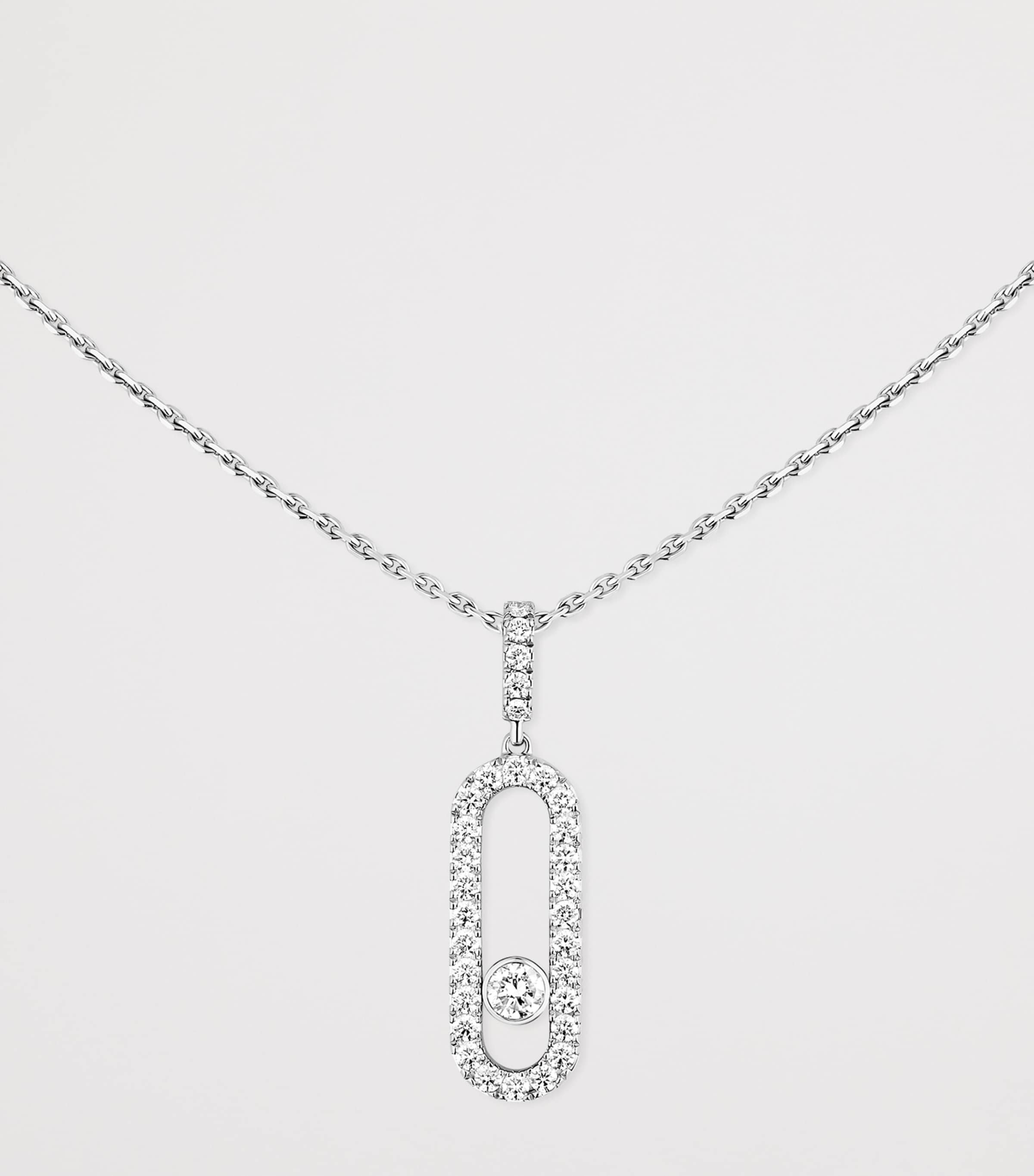Messika Large Move Uno White Gold and Diamond Pavé Necklace | Harrods US