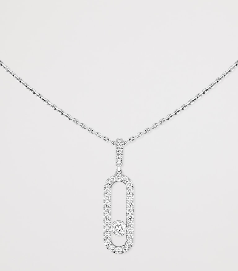 Messika Large Move Uno White Gold and Diamond Pavé Necklace | Harrods US
