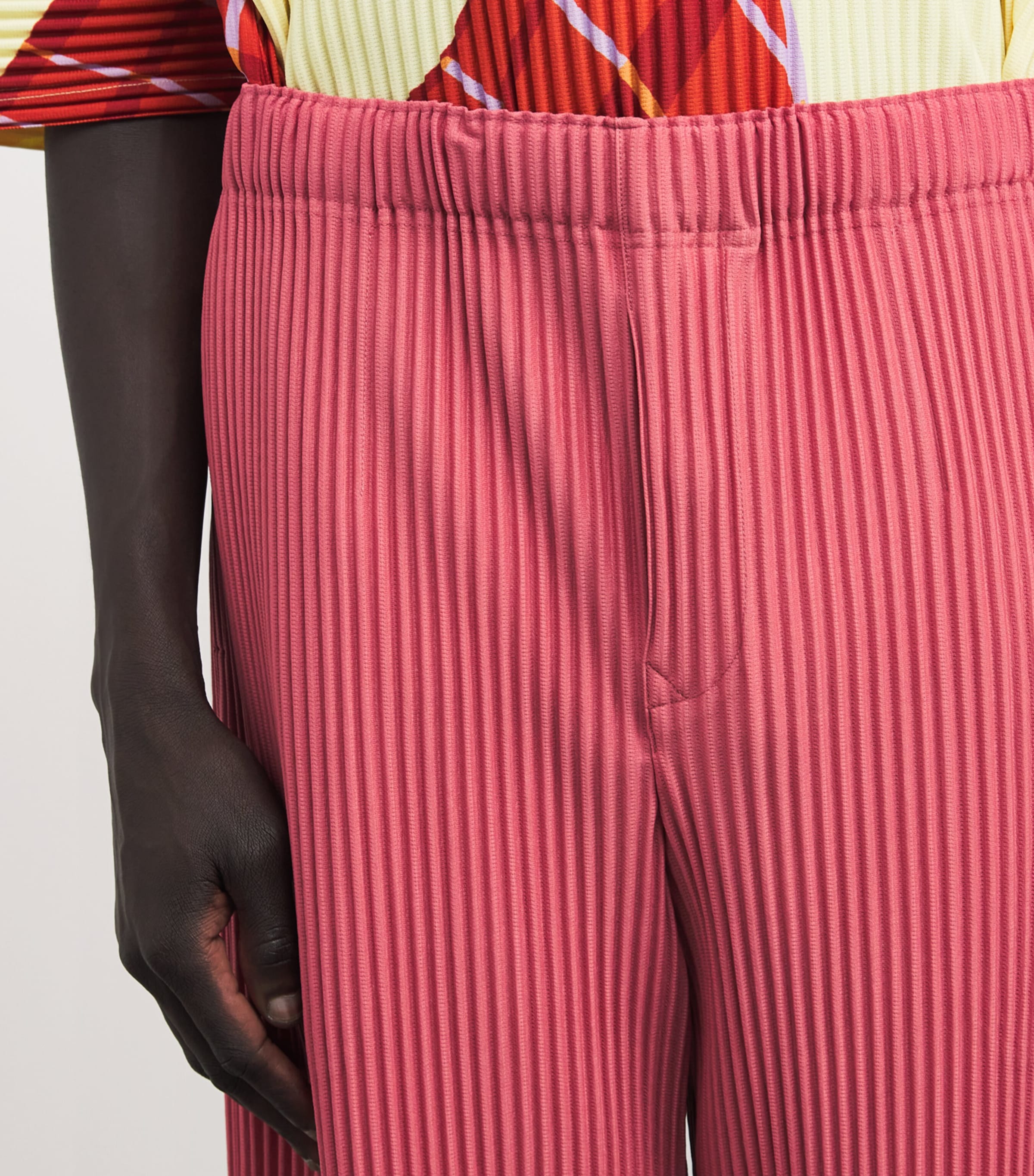 Pleated Straight Trousers 25-DUSKY RED Image 6