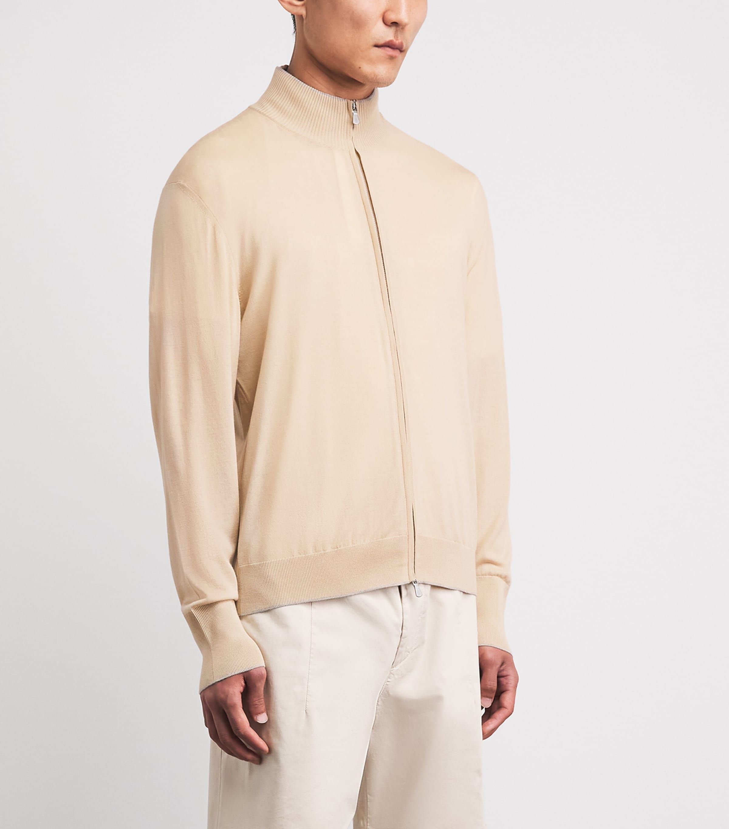 Eleventy Mens Wool Zip-Up Cardigan Coriandolo E Grigio Image 4
