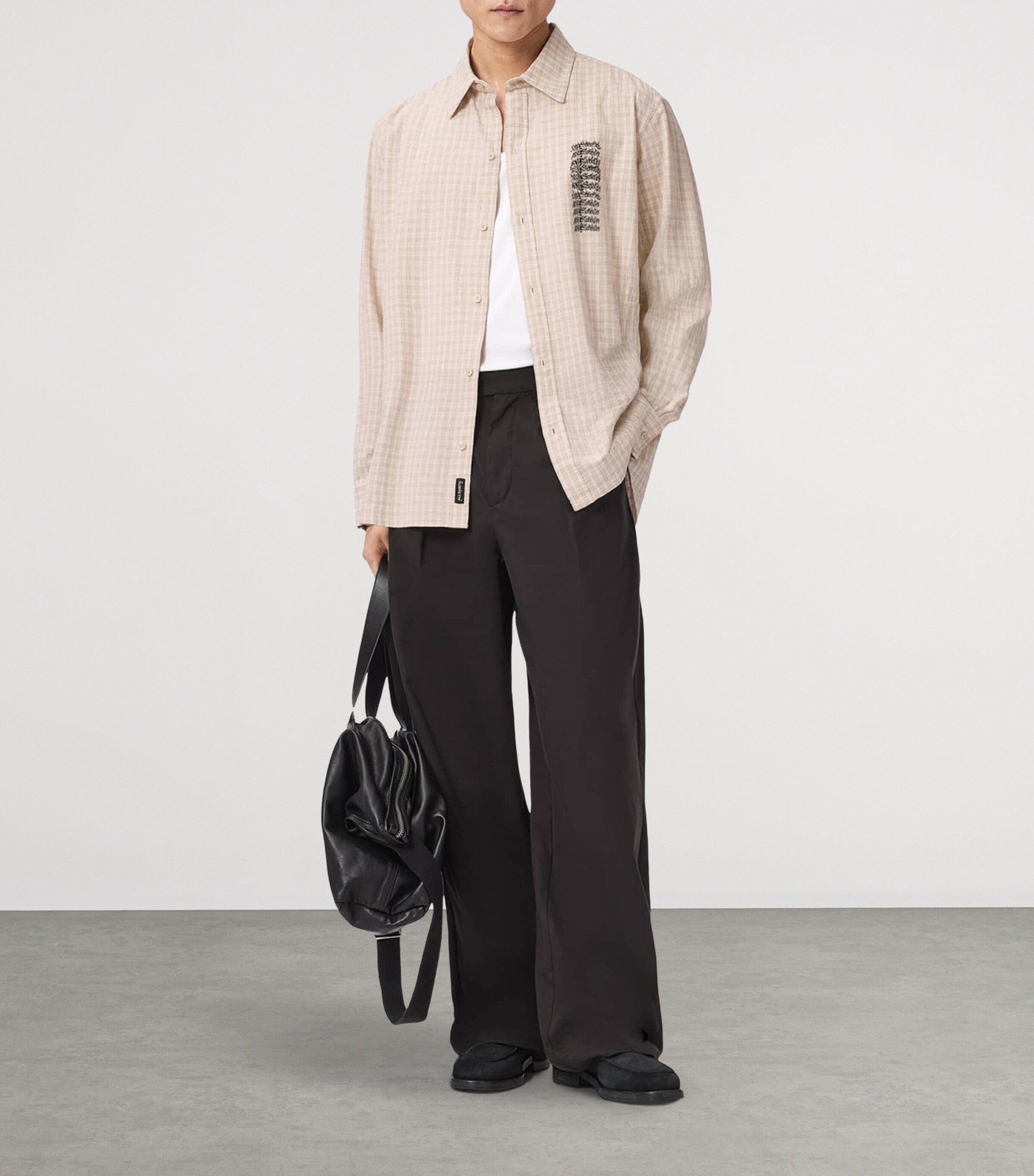 AllSaints Mens Organic Cotton Repeater Shirt Cord Brown Image 5