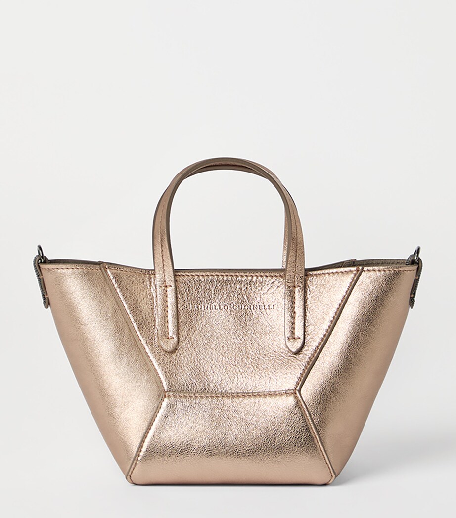 Mini Lamé Calfskin BC Duo Top-Handle Bag HAZELNUT Image 4