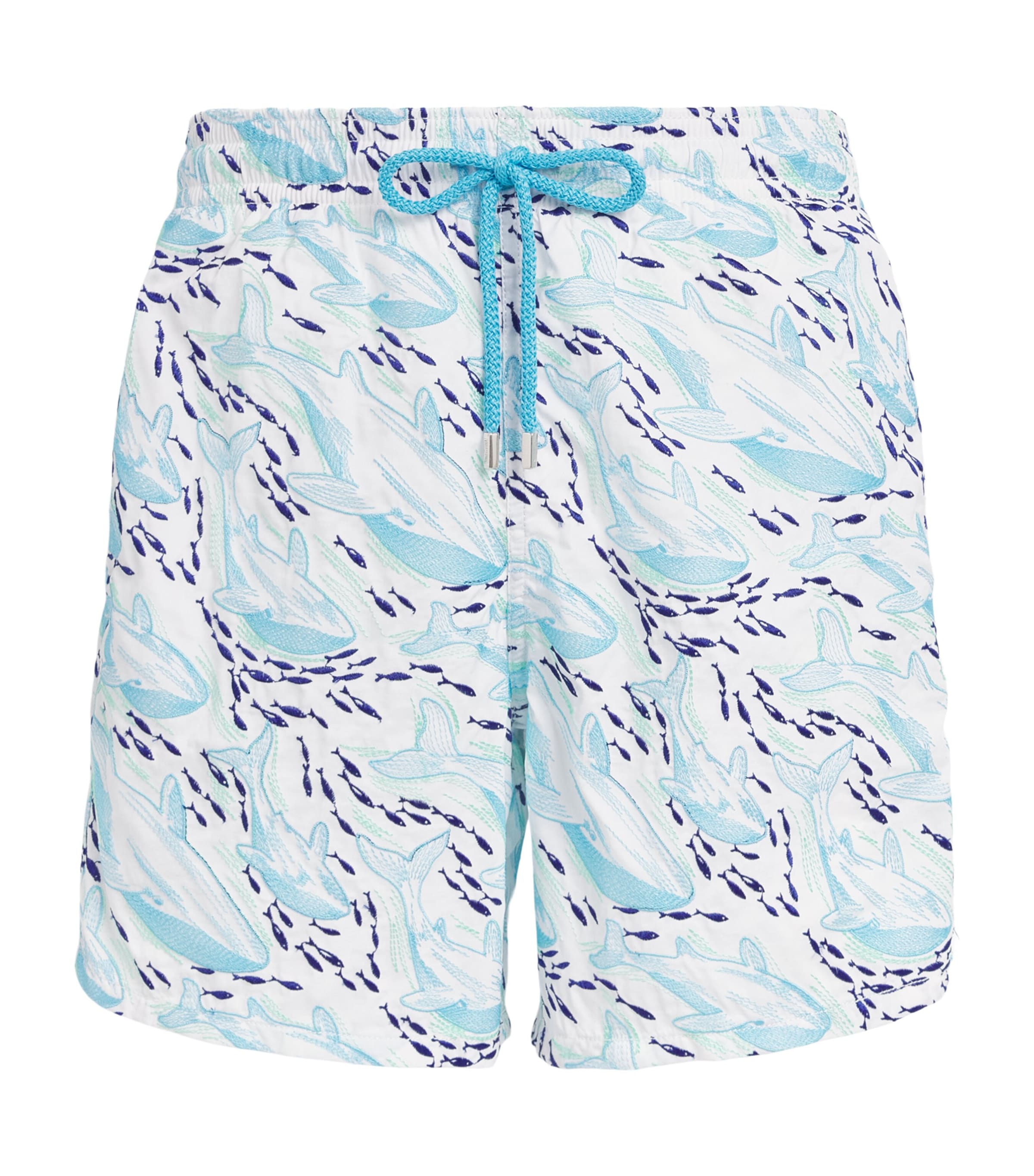 Vilebrequin Mens Whale-Embroidered Mistral Swim Shorts Blanc Image 1