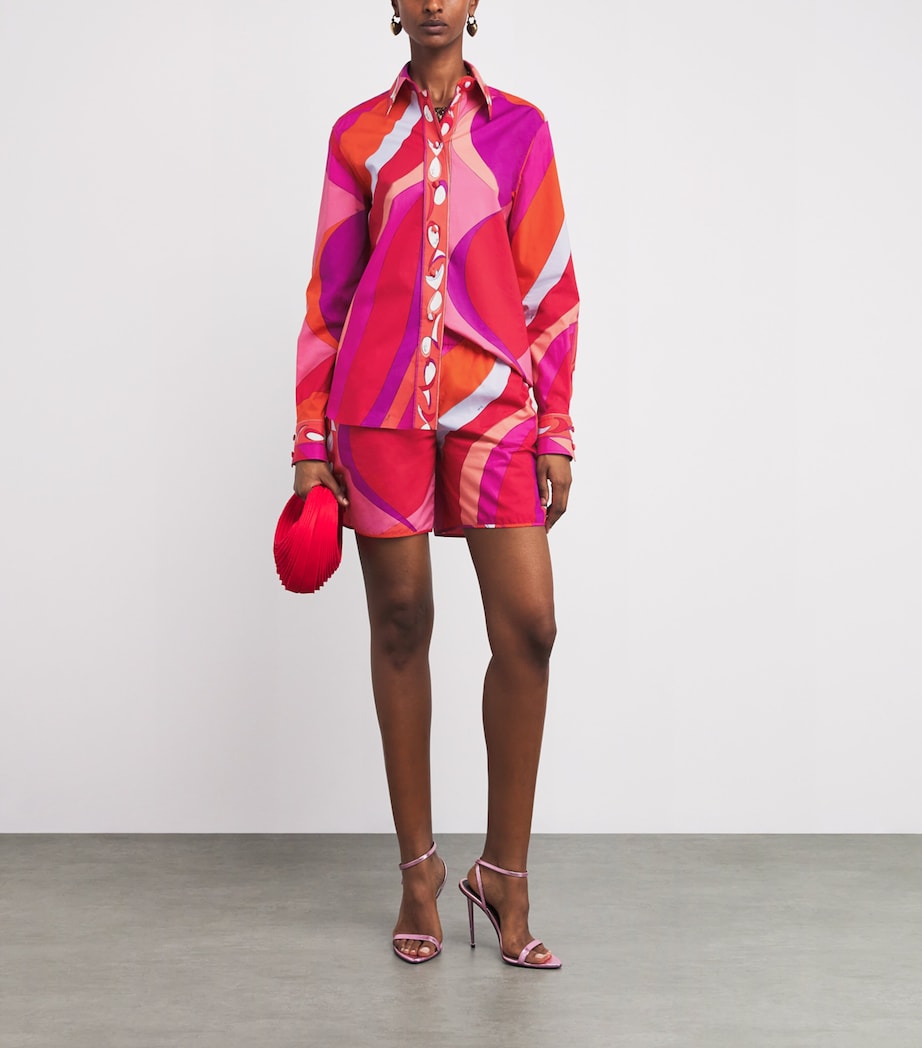 Cotton Marmo Print Shorts 017 CORALLO/FUXIA Image 2