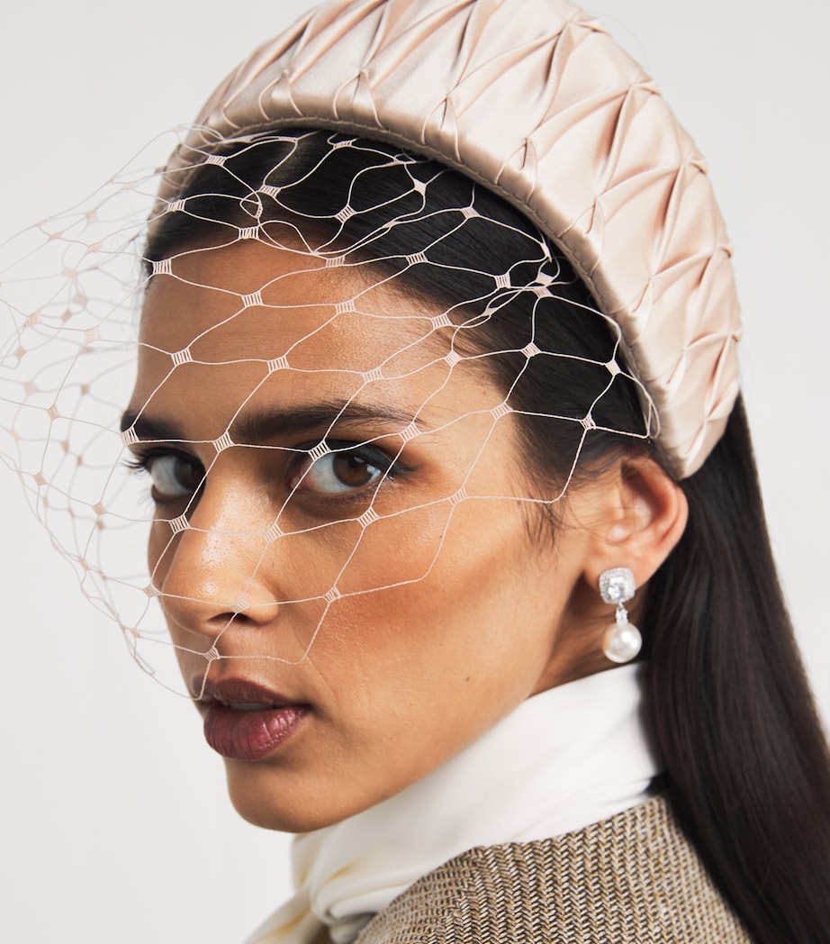 Pleated Headband with Veil BLUSH Image 4