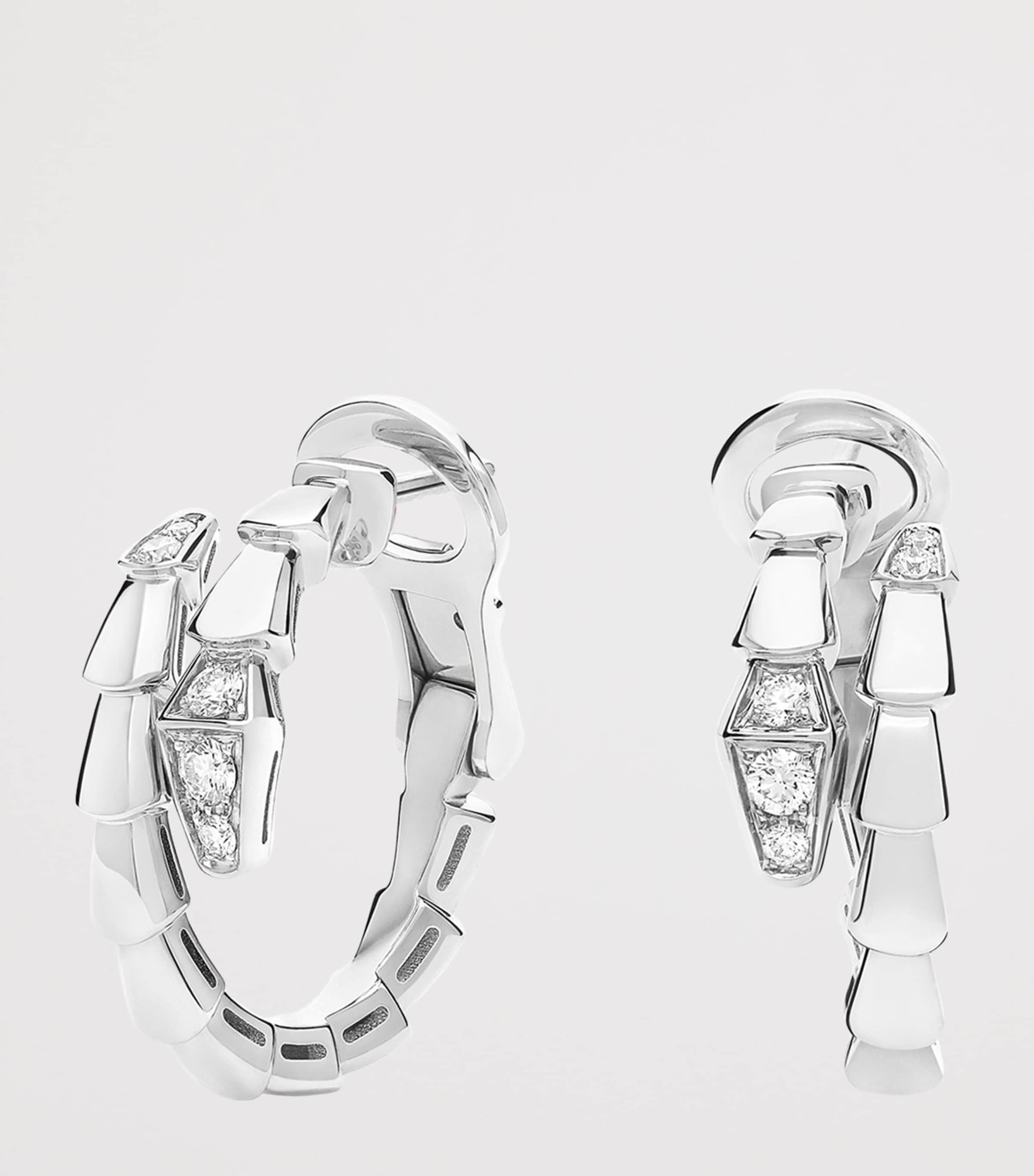 White Gold and Diamond Serpenti Viper Hoop Earrings WHITE GOLD Image 4
