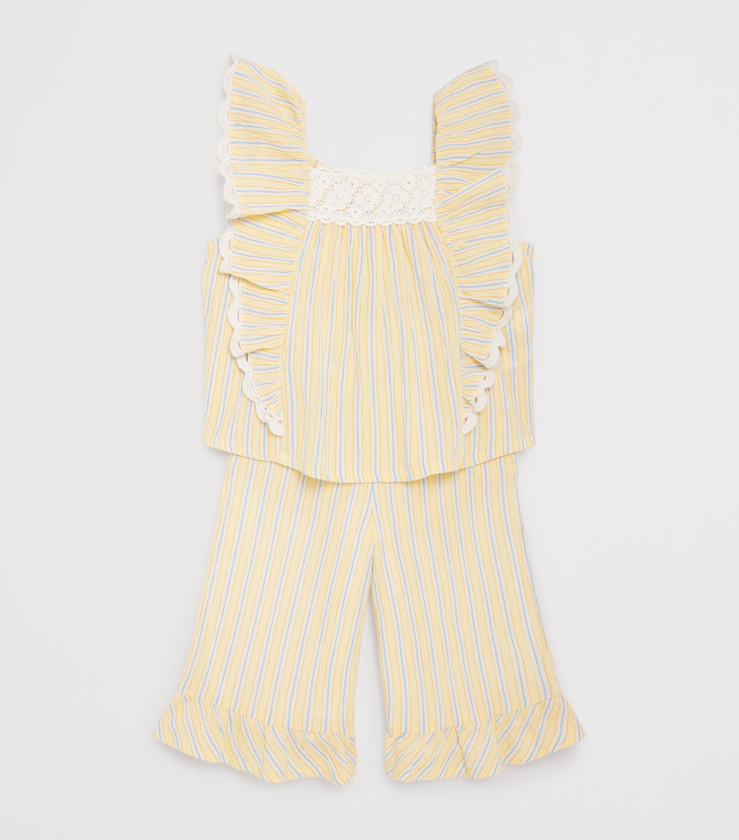 Louise Misha Cotton Stripe Loukie Trousers (3-10 Years) Yellow Sunny Stripes Image 3