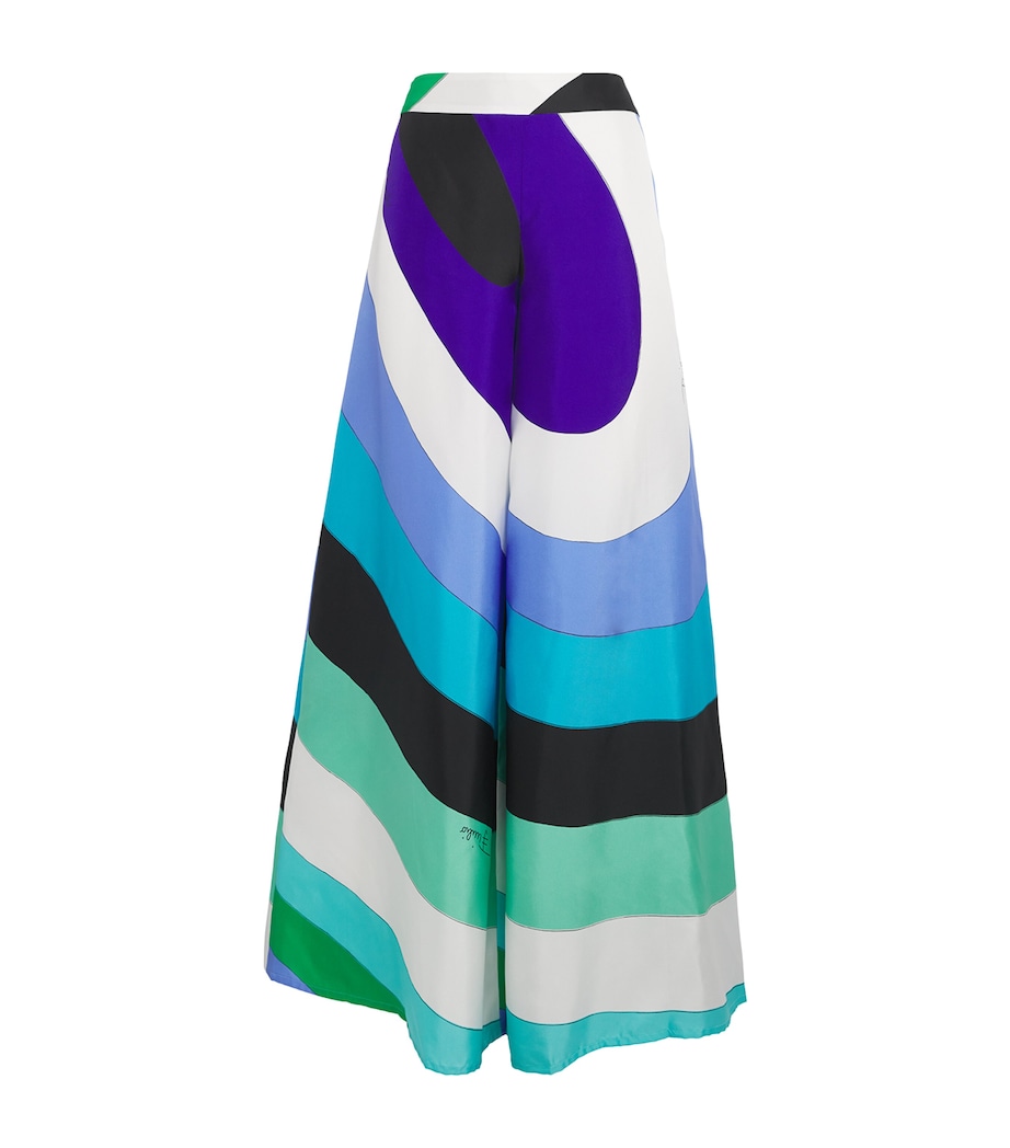 Silk Wide-Leg Trousers 050 VERDE/LILLA Image 1