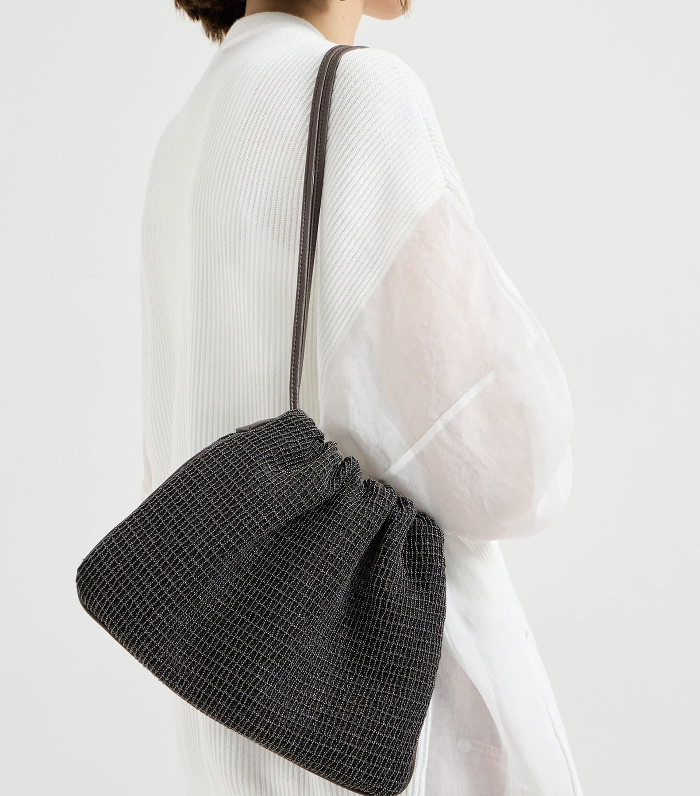 Leather Embellished Drawstring Cross-Body Bag C2355 Image 2