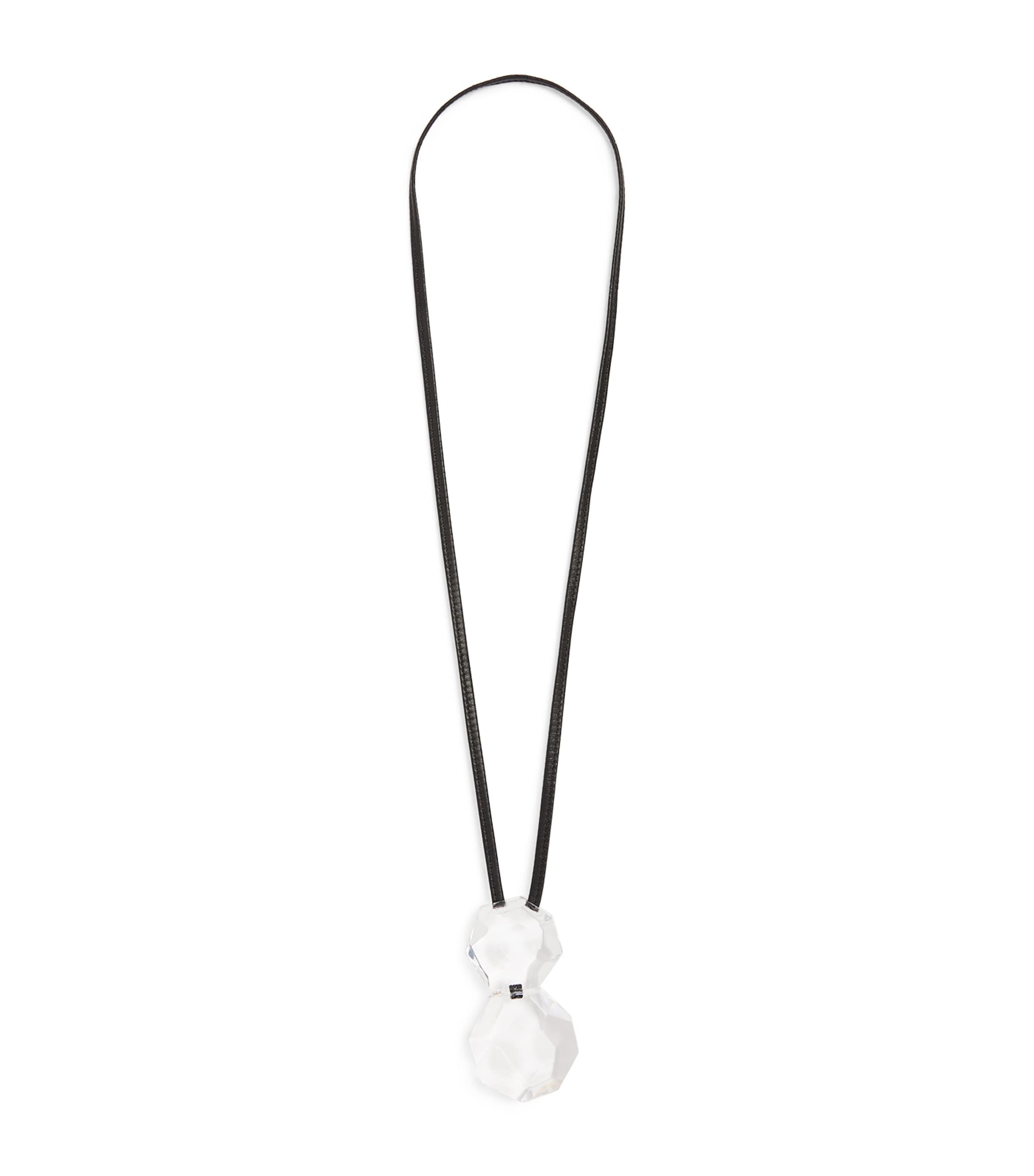 Eskandar X Monies Leather And Acrylic Two-part Spherical Necklace In Clear