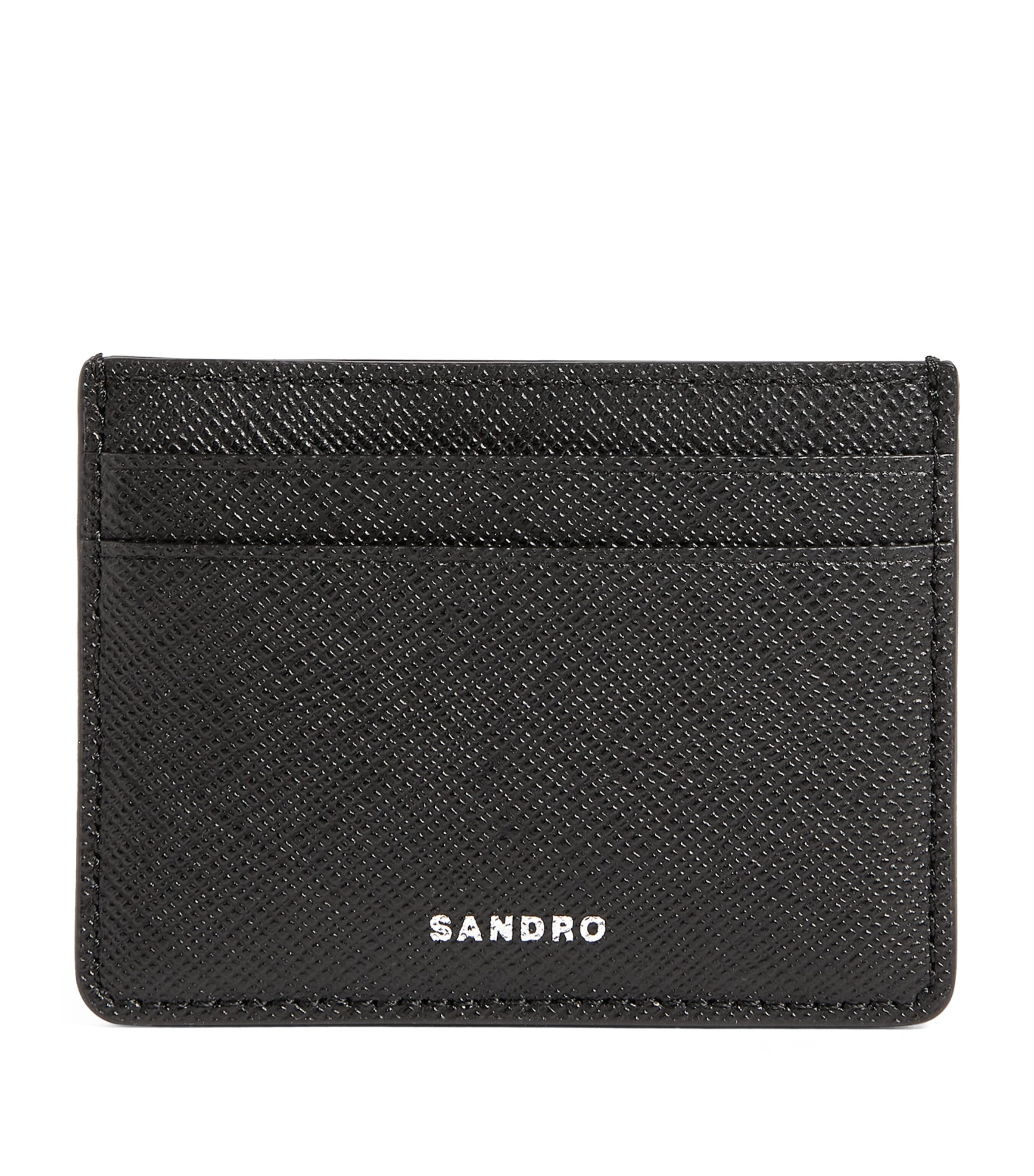 Shop Sandro Leather Card Holder In Black