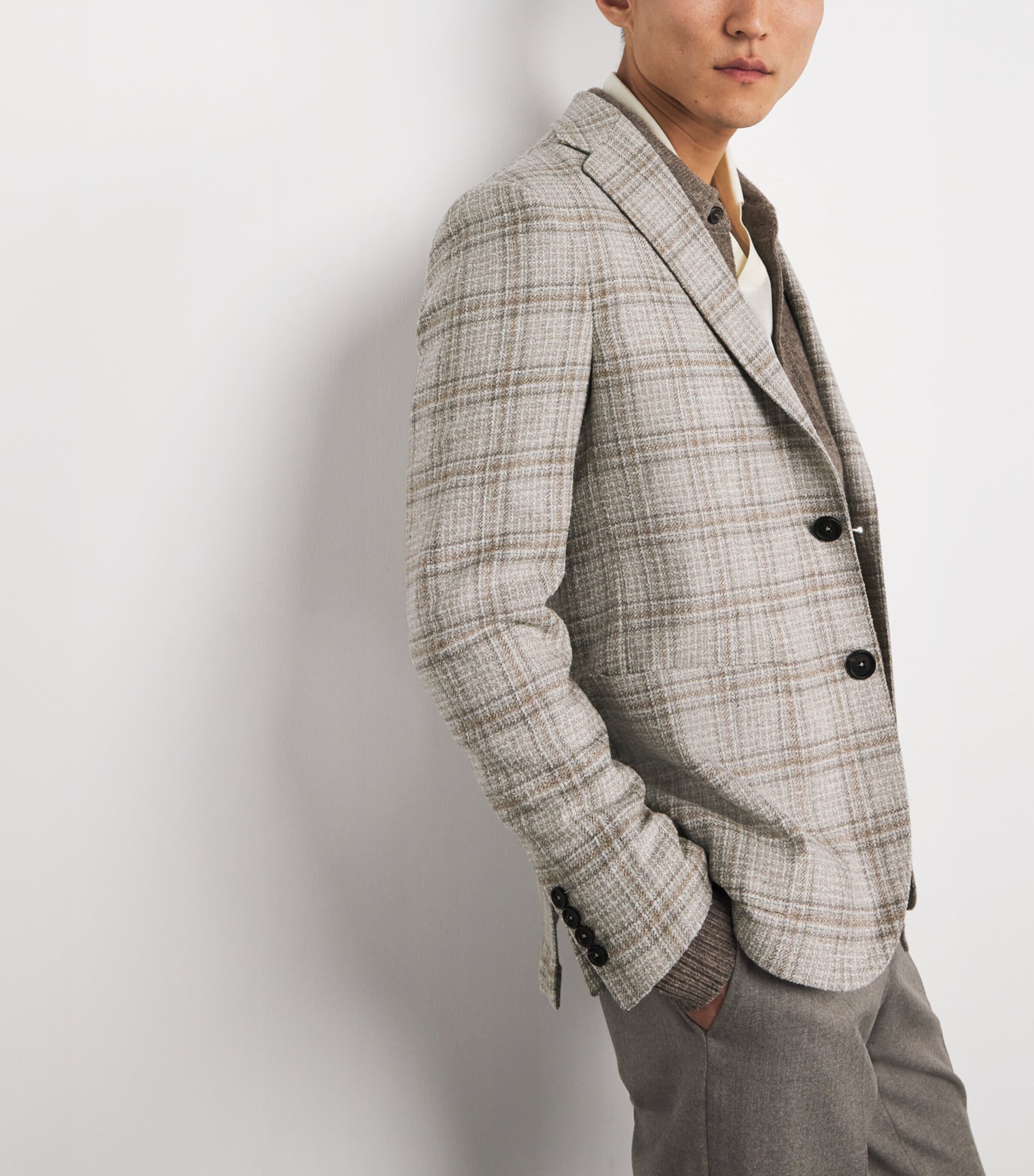 Pal Zileri Mens Wool-Silk-Blend Brera Blazer Natural Image 6
