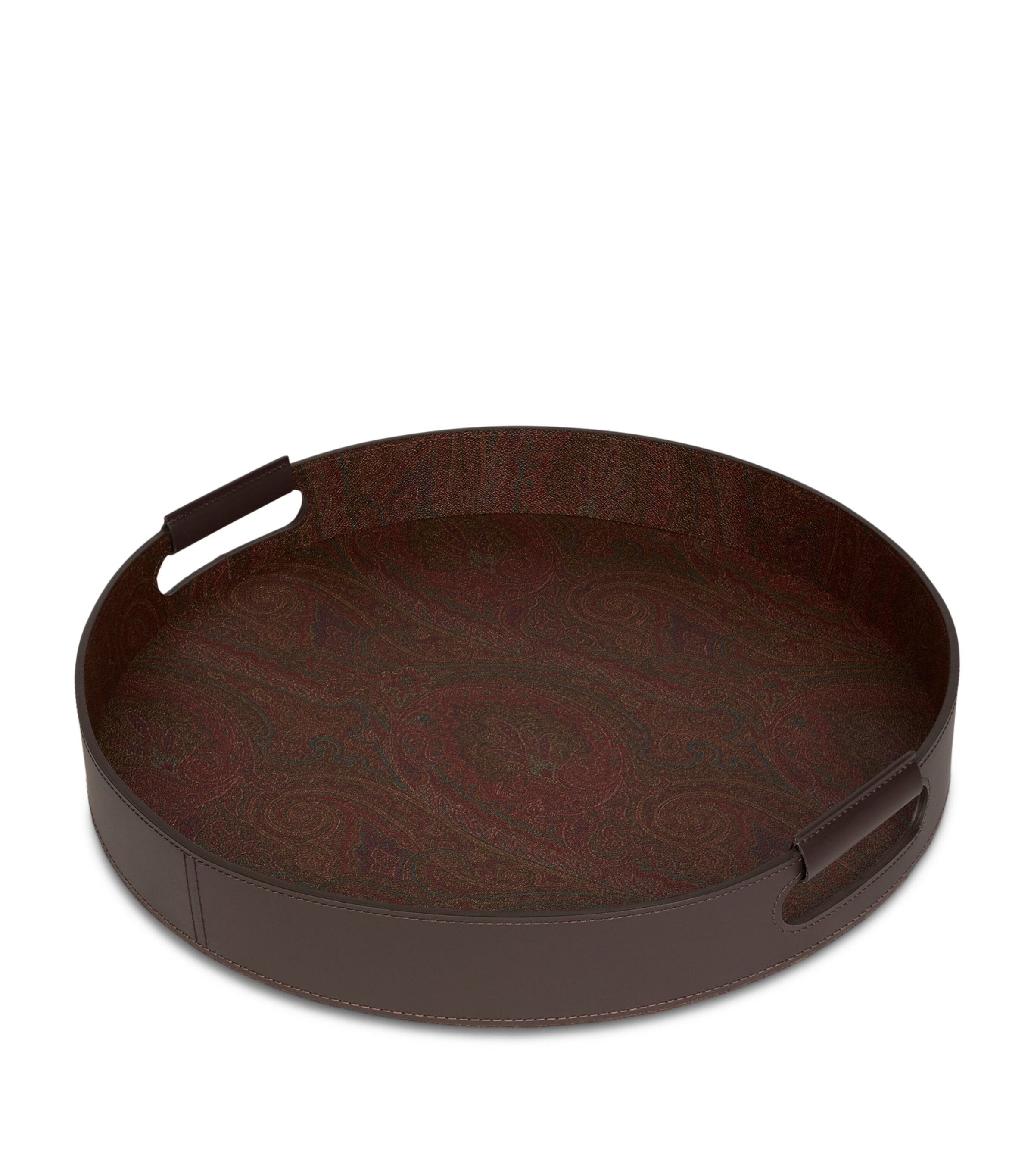 Cotton-Blend and Leather Arnica Round Tray RED Image 1