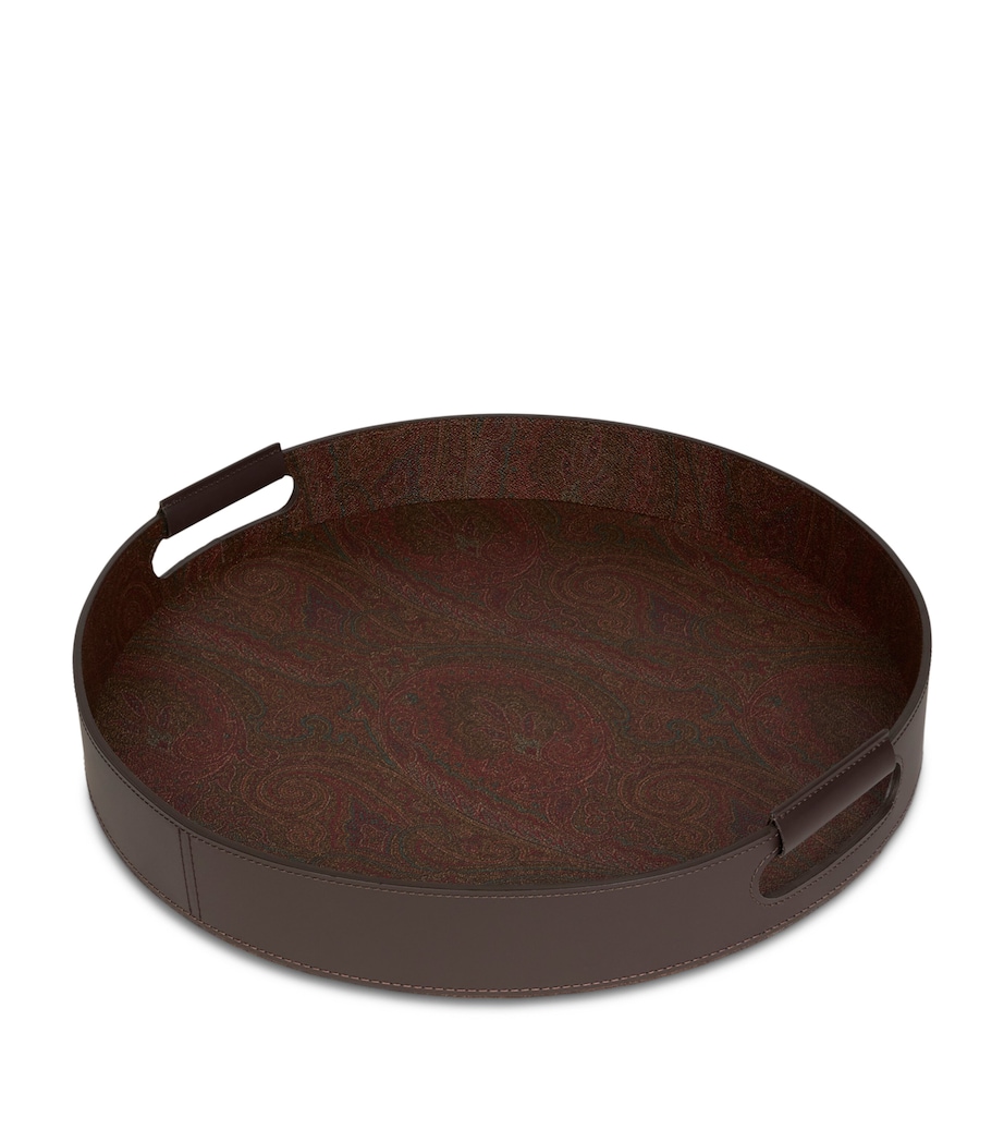 Cotton-Blend and Leather Arnica Round Tray RED Image 1