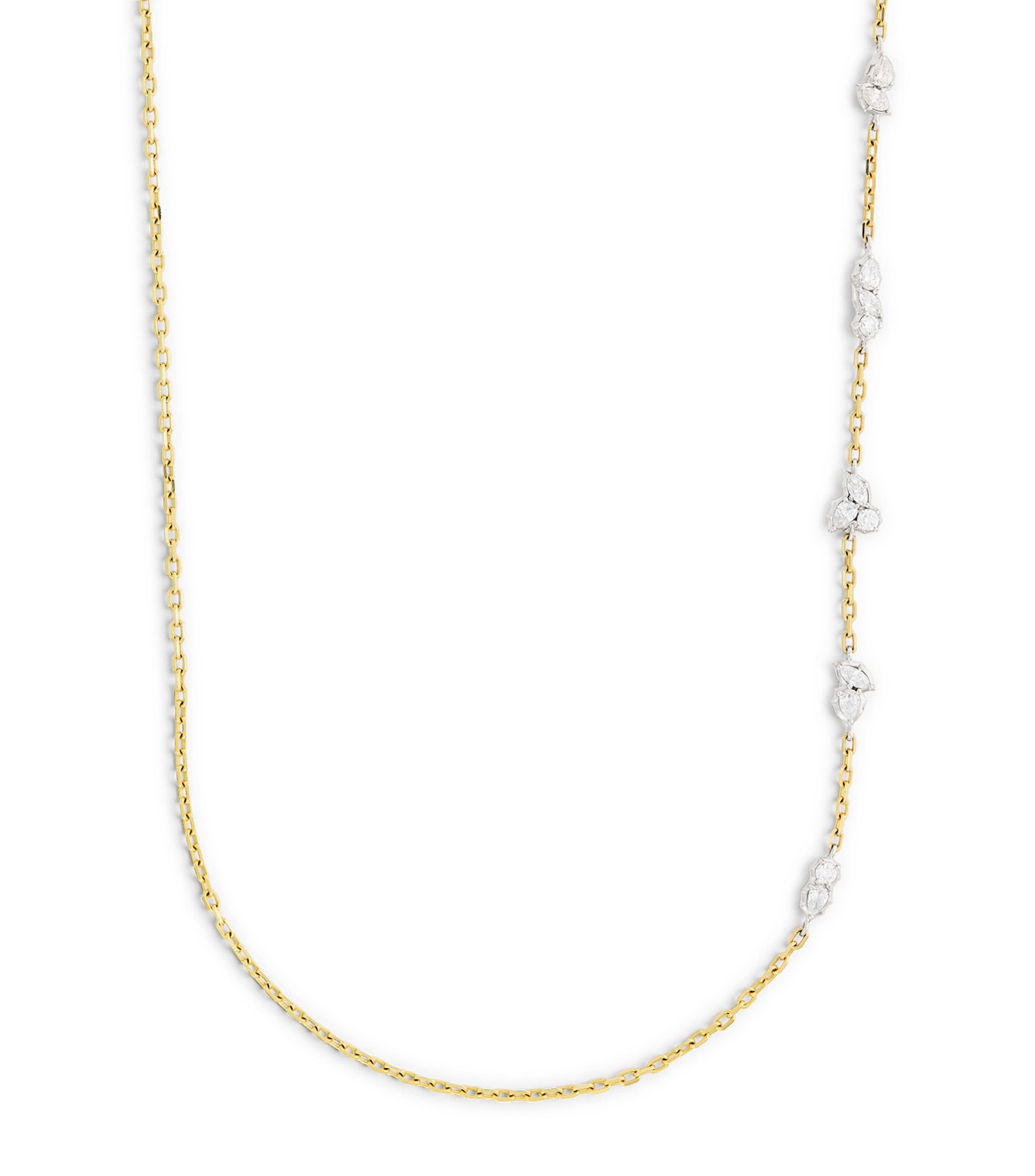 Jade Trau Yellow Gold And Diamond Posey Two-tone Single Station Necklace In Gold