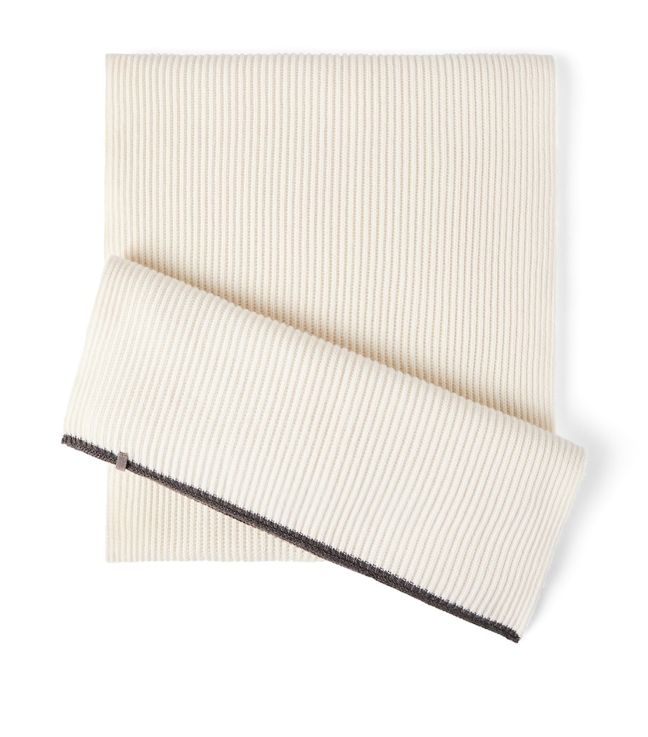 Brunello Cucinelli Cashmere Ribbed Monili-Detail Scarf Image 1