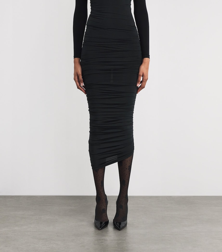 Ruched Bodycon Midi Skirt 7005 BLACK Image 3
