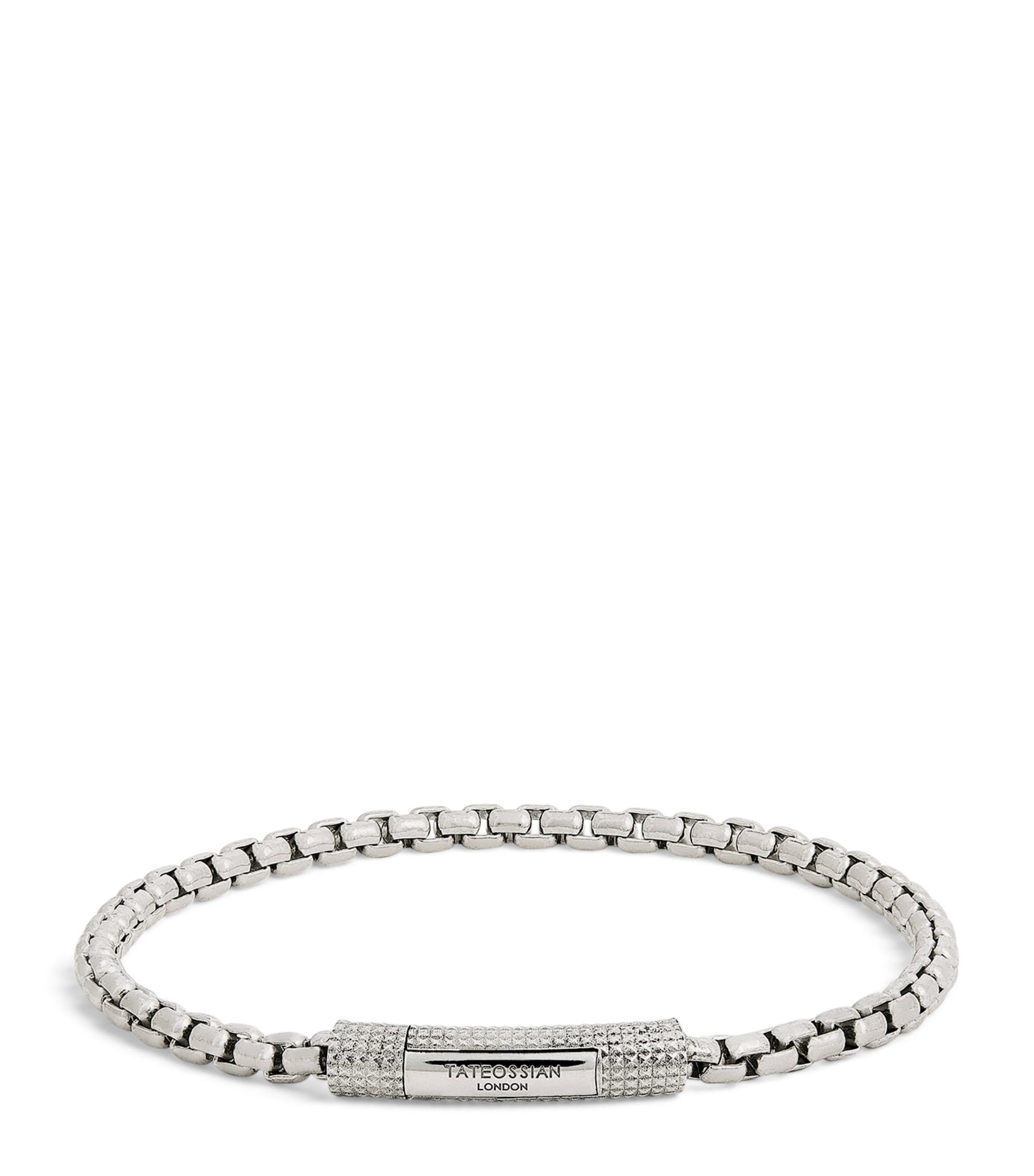 Tateossian Rhodium-plated Silver Giza Click Box Bracelet In Metallic