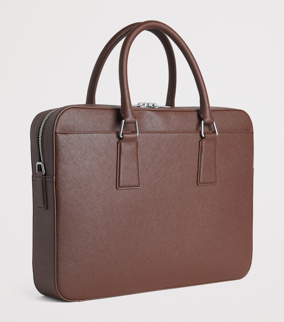 Sandro Paris Leather Slim Briefcase Cognac Image 3