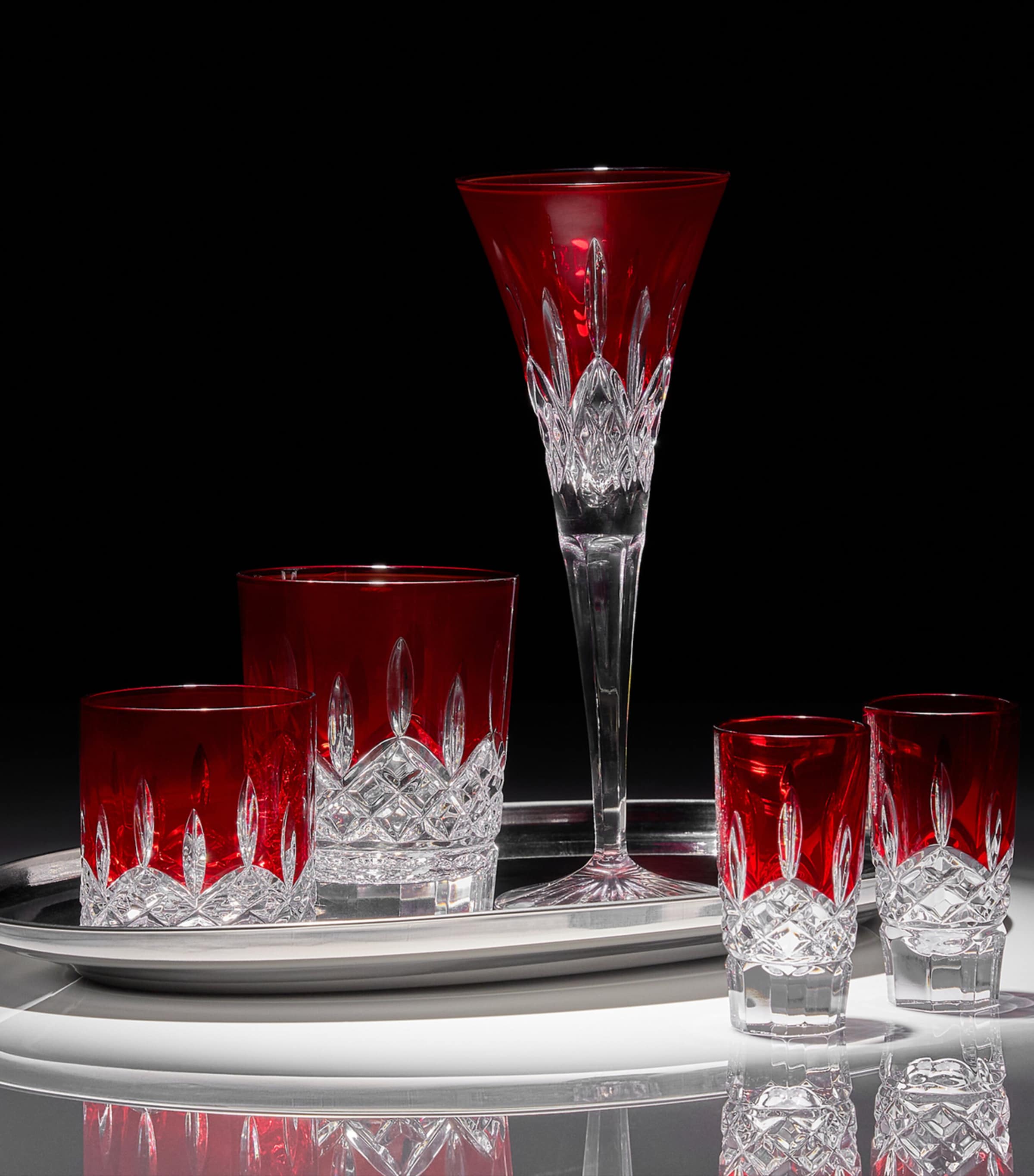 Set of 2 Crystal Lismore Champagne Flutes (170ml) RED Image 6