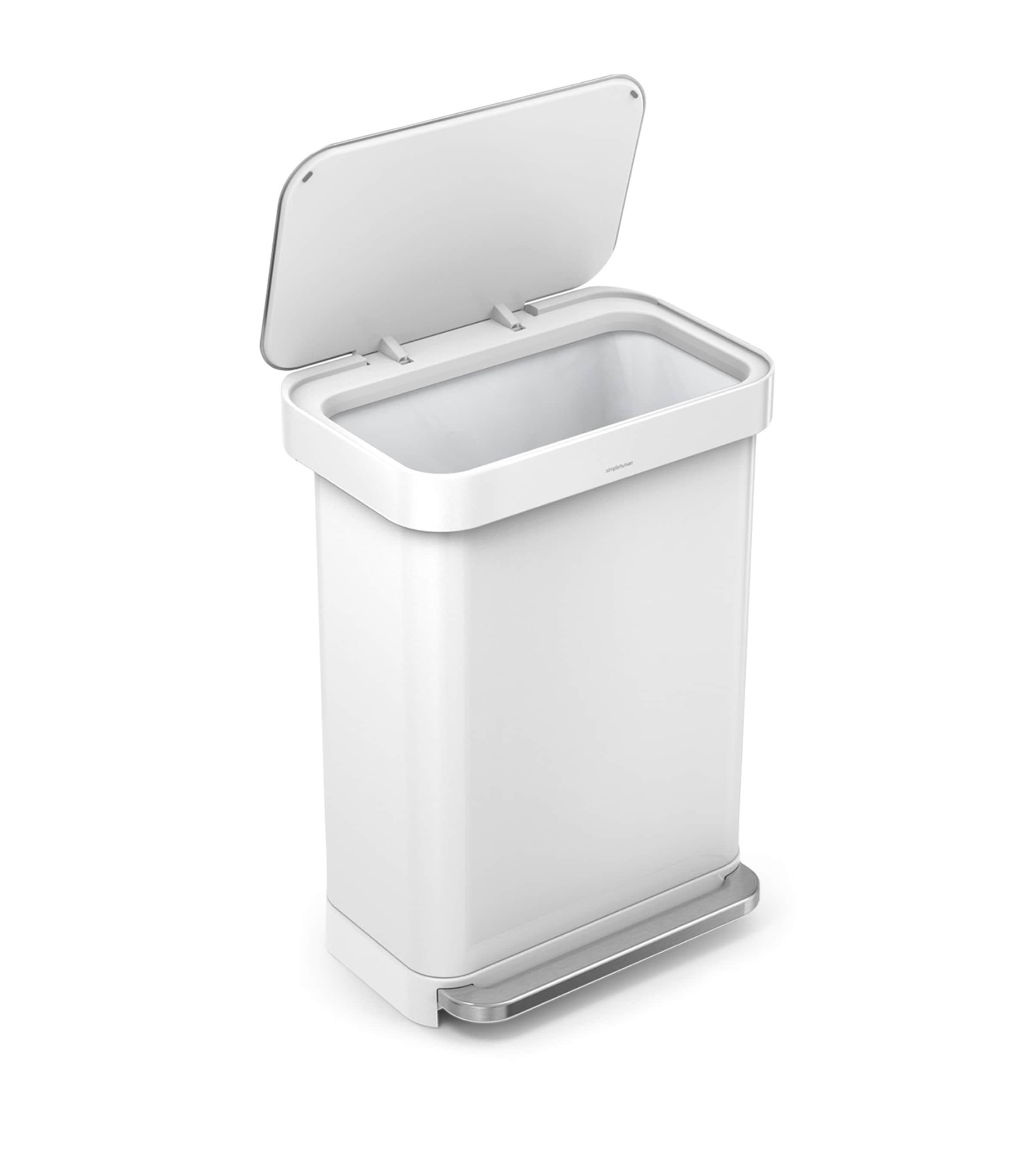 Simplehuman Rectangular Pedal Bin (55L) White Image 2