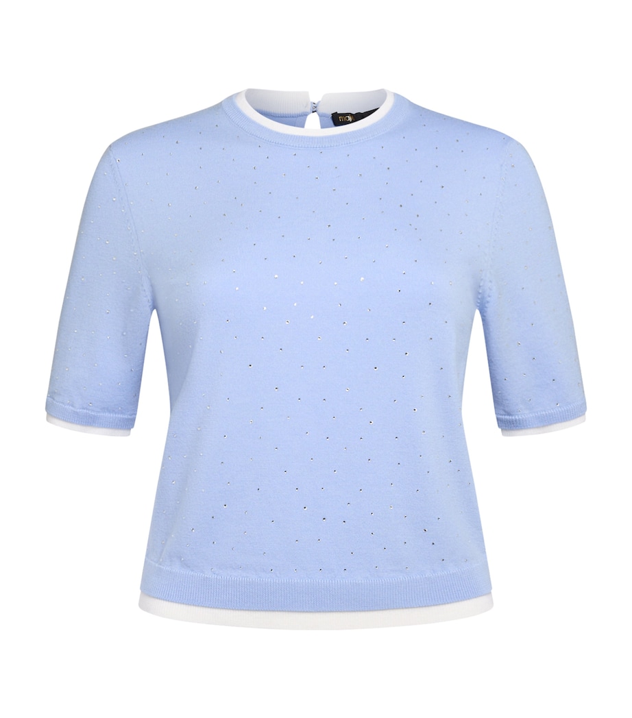 Wool-Blend Rhinestone-Embellished Sweater BLUE Image 1