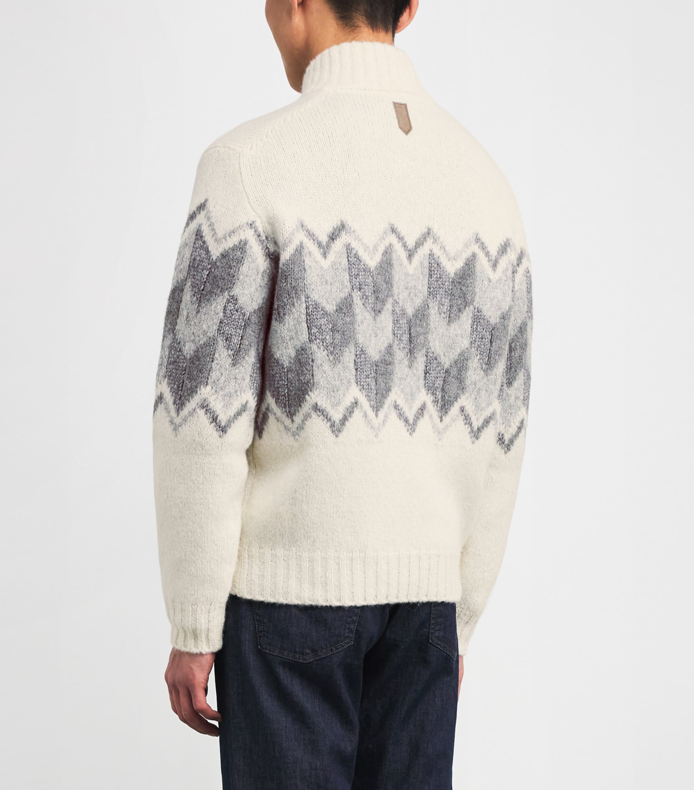 Wool-Blend Chevron Quarter-Zip Sweater 201 Image 4