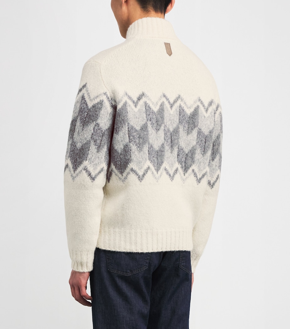 Wool-Blend Chevron Quarter-Zip Sweater 201 Image 4