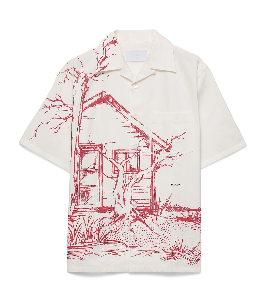 Prada Mens Cotton Printed Bowling Shirt Image 1