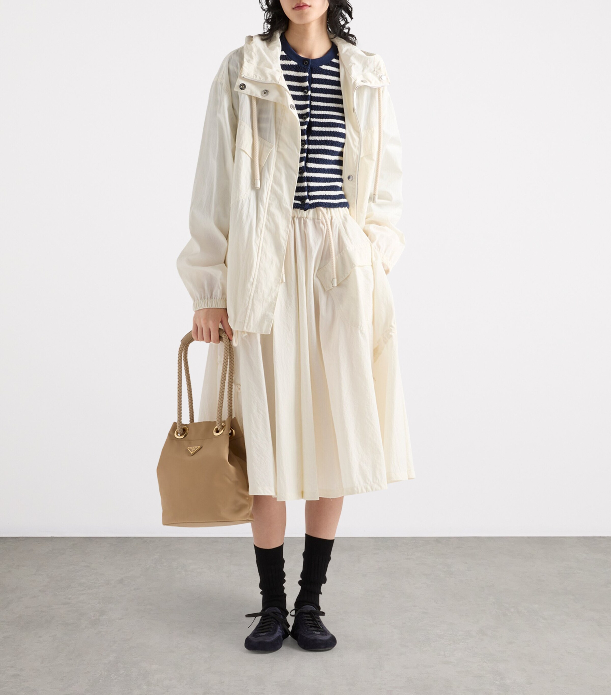 Prada Womens Bouclé Stripe Cardigan Image 2