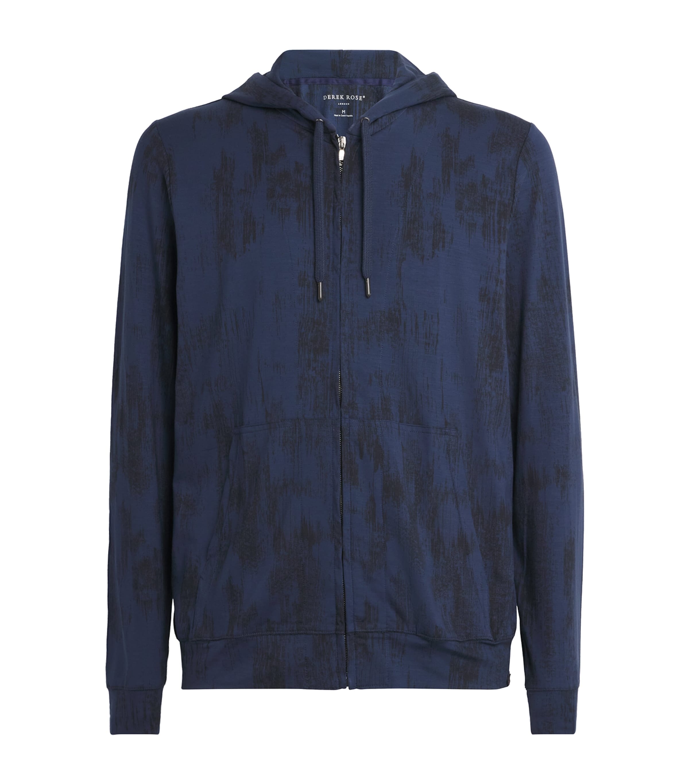 Derek Rose Mens Micro Modal Zip-Up Hoodie Nav Image 1