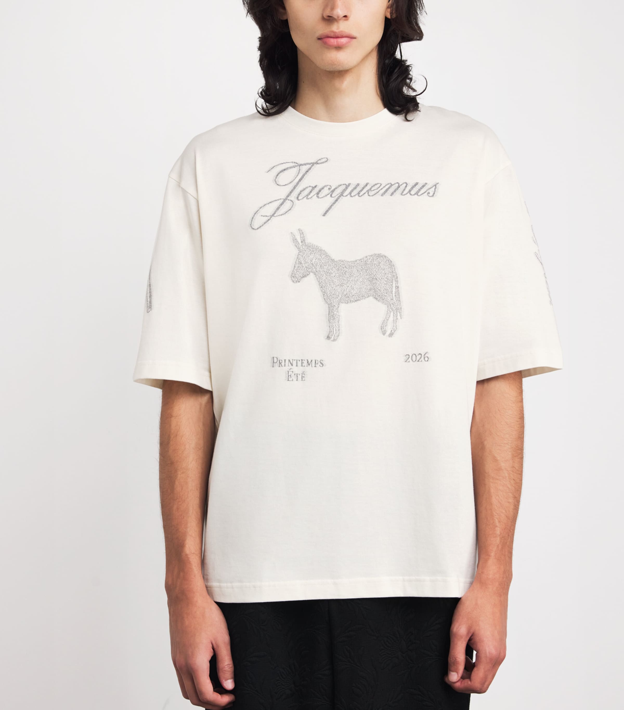 Cotton Jacquard Donkey T-Shirt DONKEY JCQRD WHT-1NW Image 3