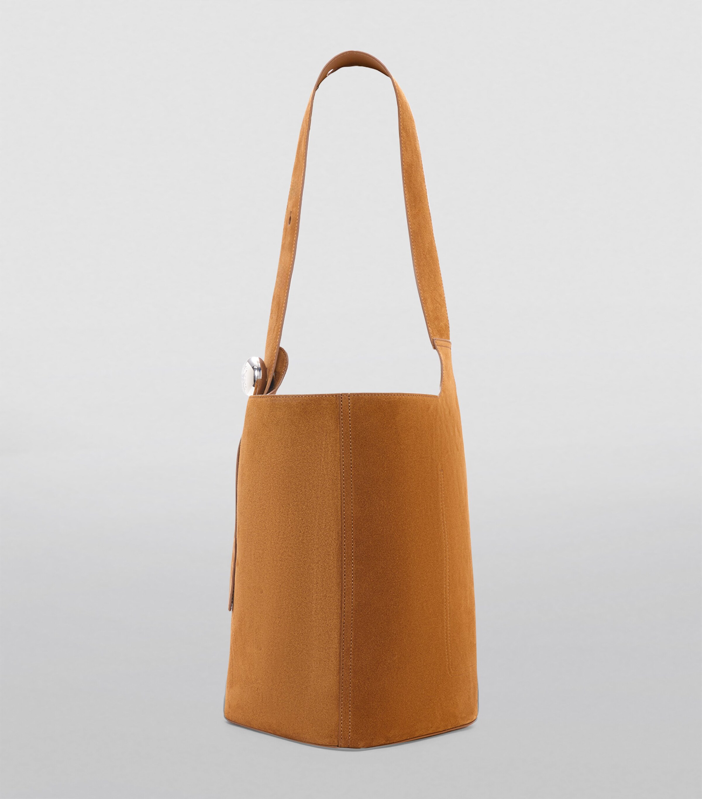 Large Suede Pebble Bucket Bag TOBACCO Image 2