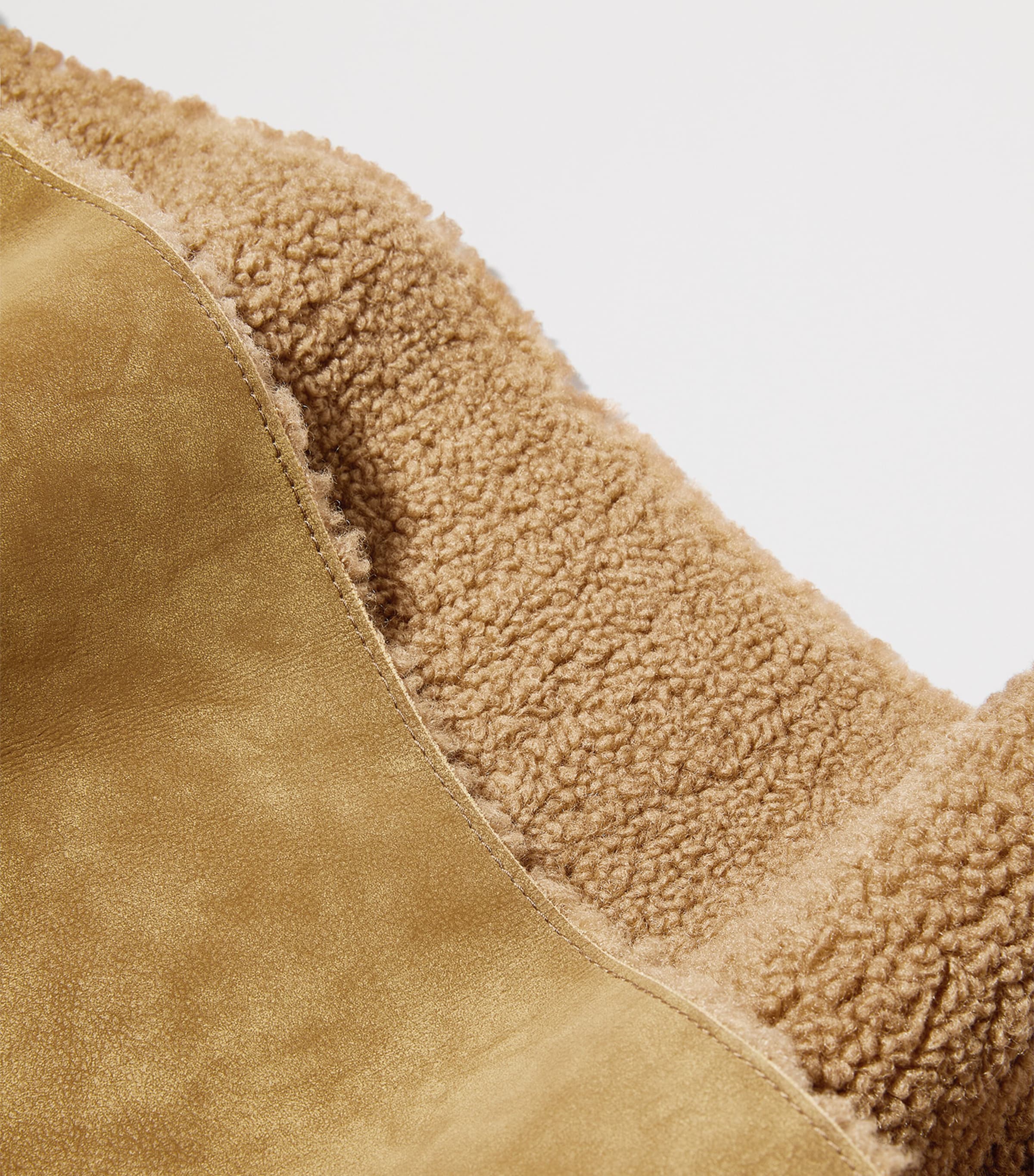 MAX&Co. Faux Shearling Hooded Scarf Camel Image 3