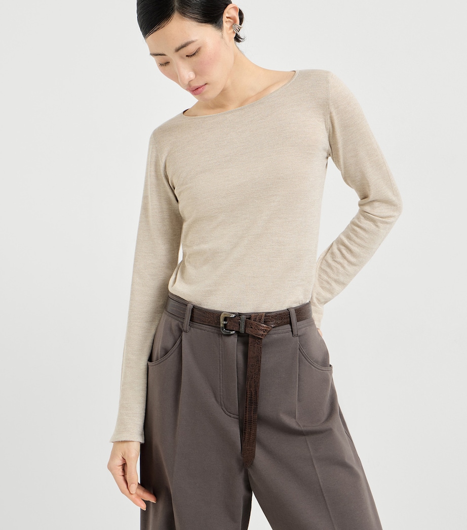 Brunello Cucinelli Womens Cashmere-Silk-Blend Sweater Image 3