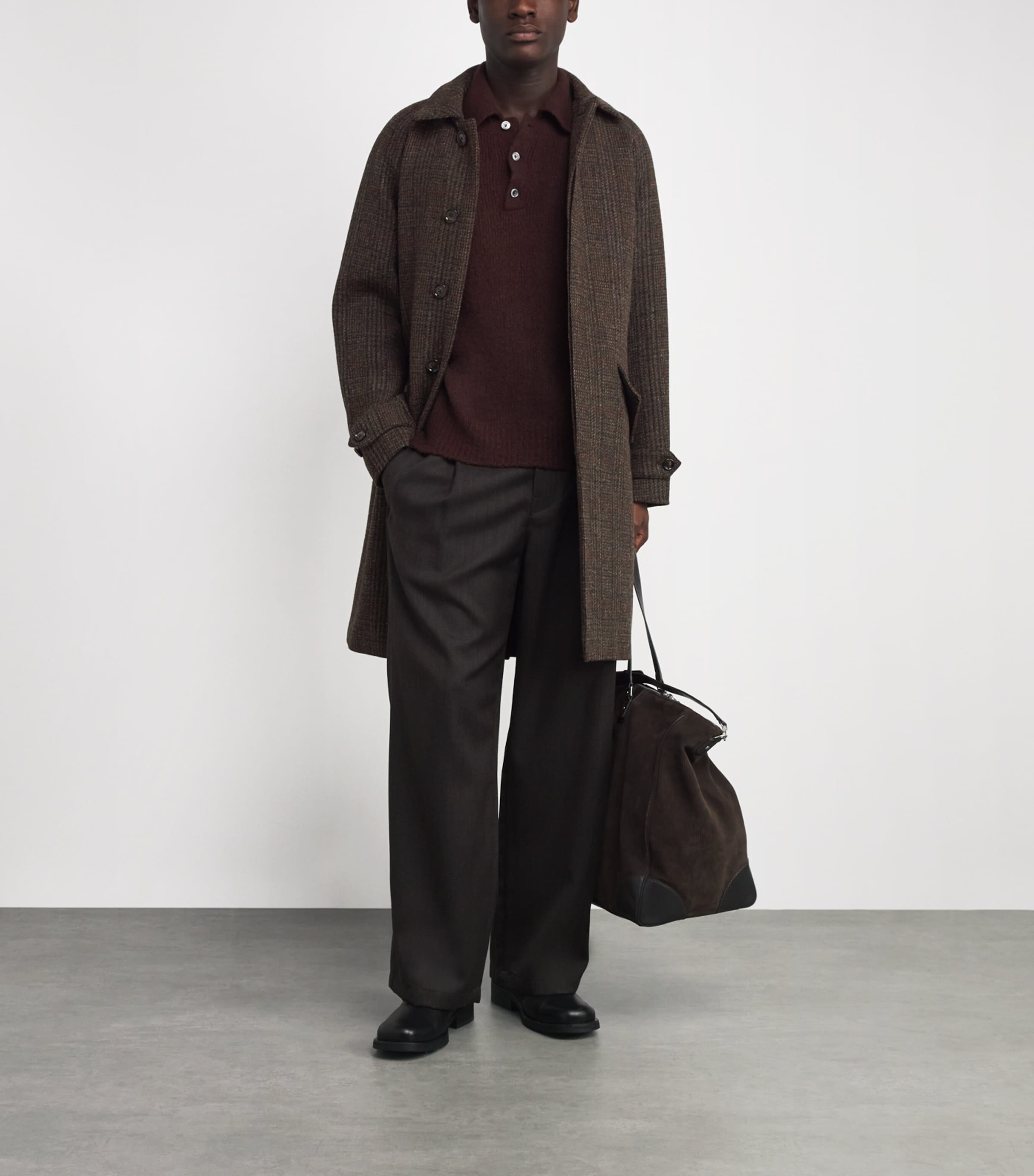 Wool Check Coat 42325 - MARRONE Image 2